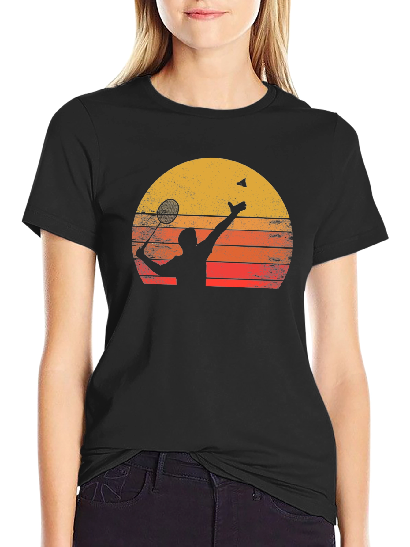 Badminton Sunset Graphic Tee - Black