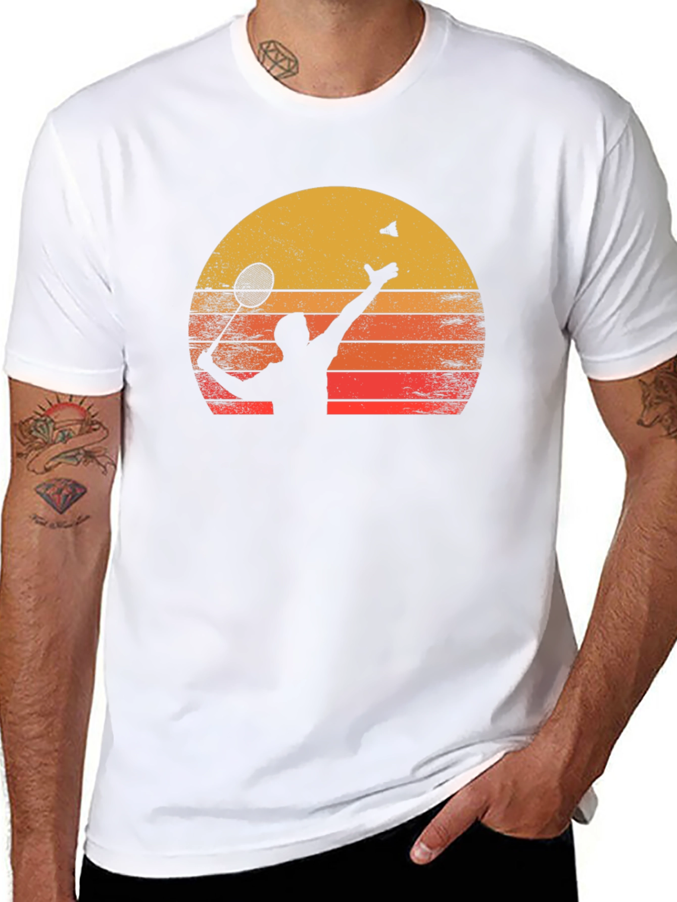 Badminton Sunset Graphic Tee - Black