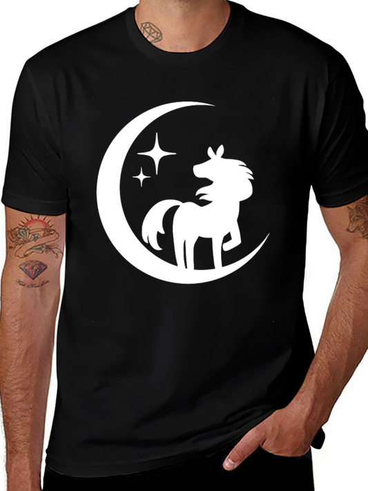 Unicorn Moon Graphic Tee - Stylish Black T-Shirt