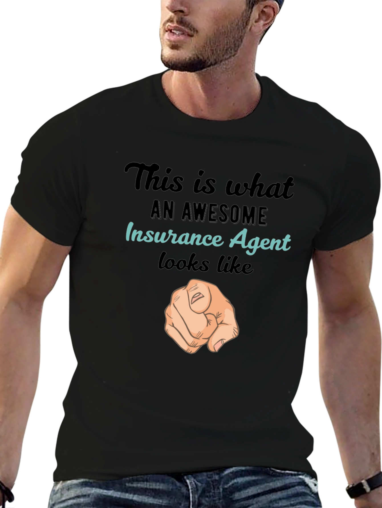 Awesome Insurance Agent T-Shirt - Pointing Finger Design