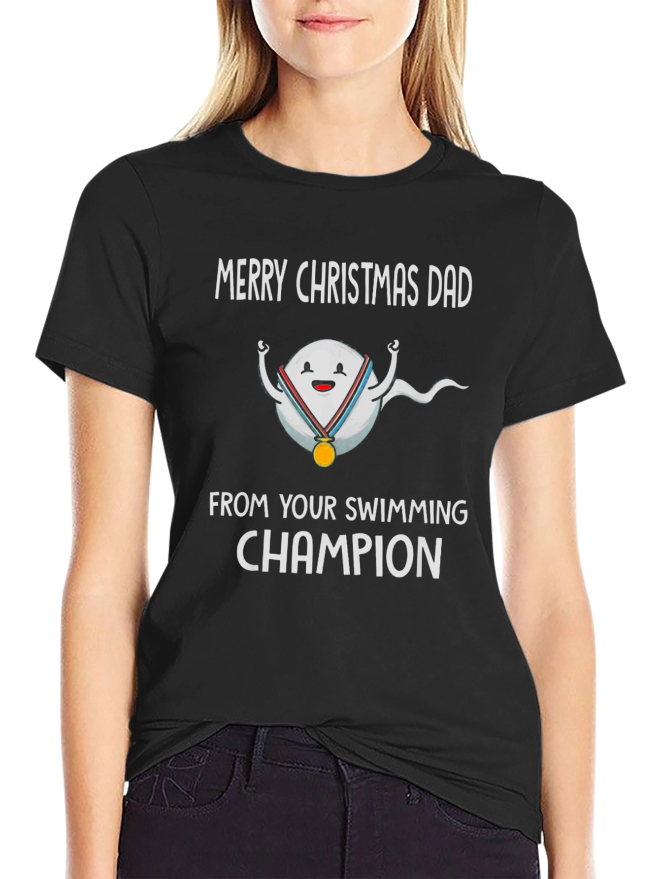 Funny Christmas Dad Swimming Champion T-Shirt