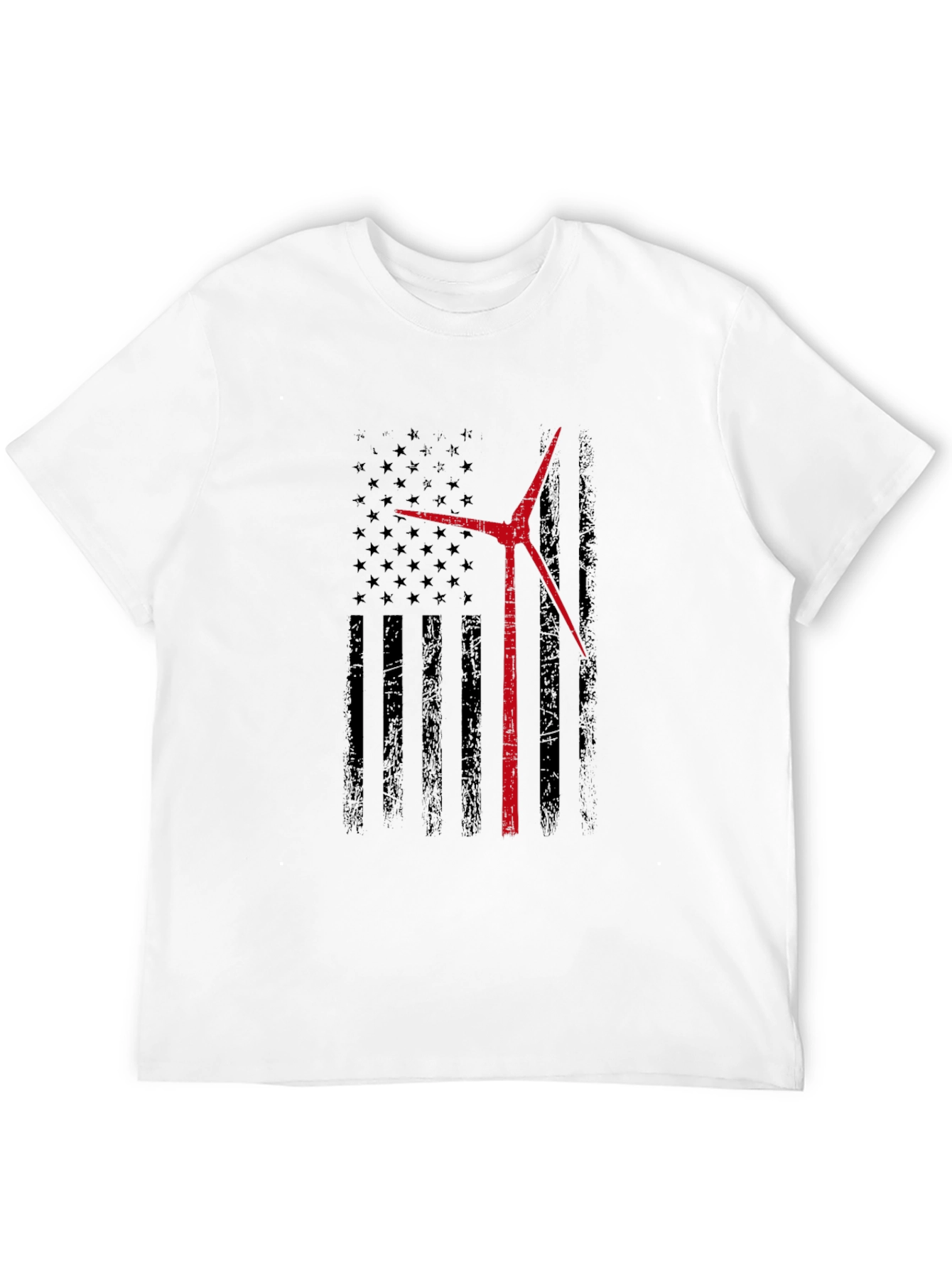 Wind Turbine American Flag T-Shirt