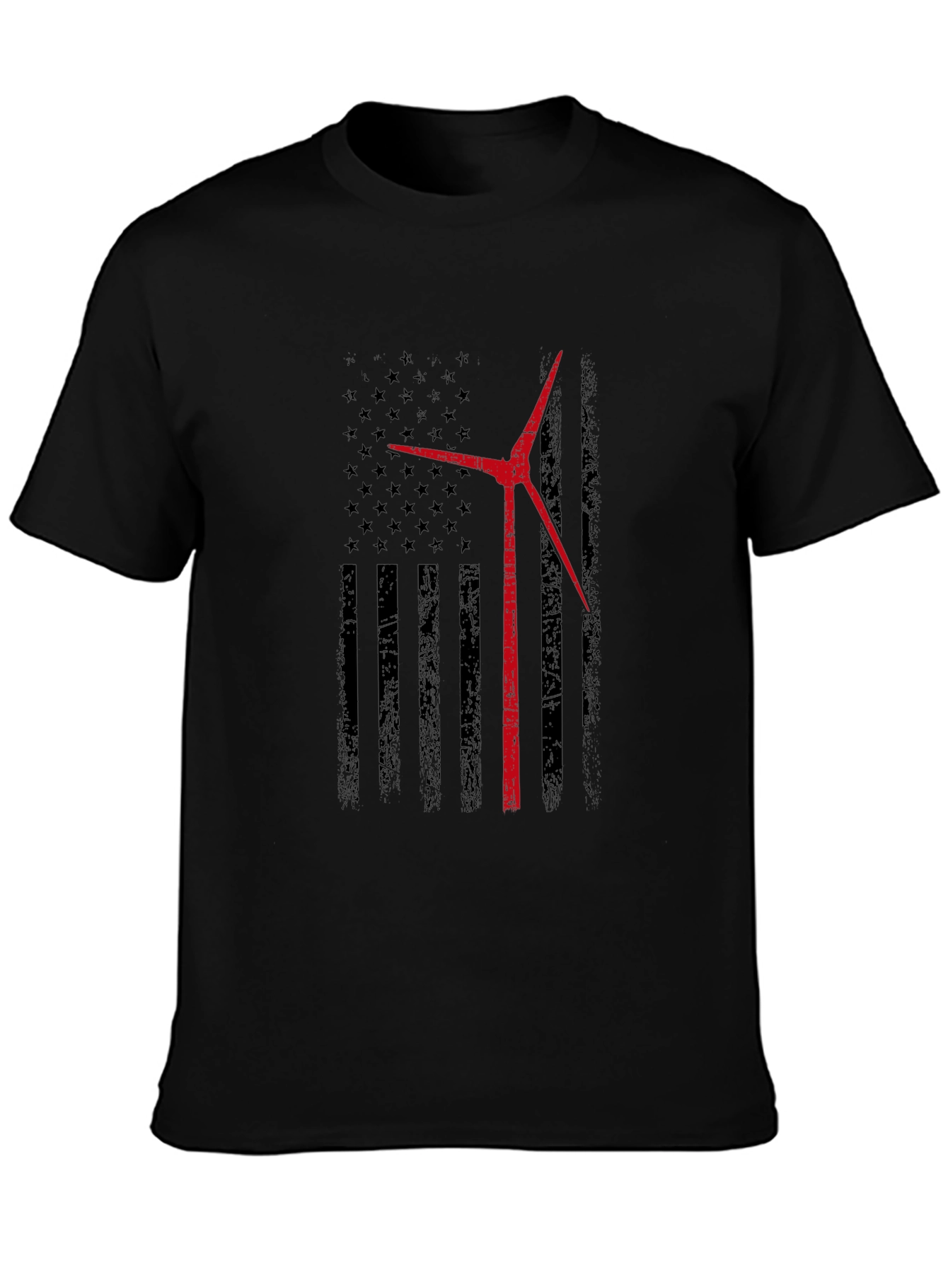 Wind Turbine American Flag T-Shirt