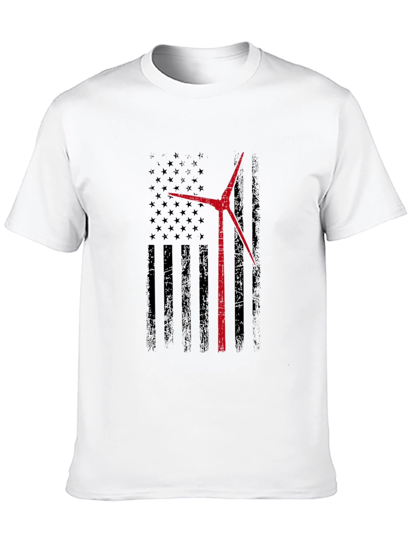 Wind Turbine American Flag T-Shirt