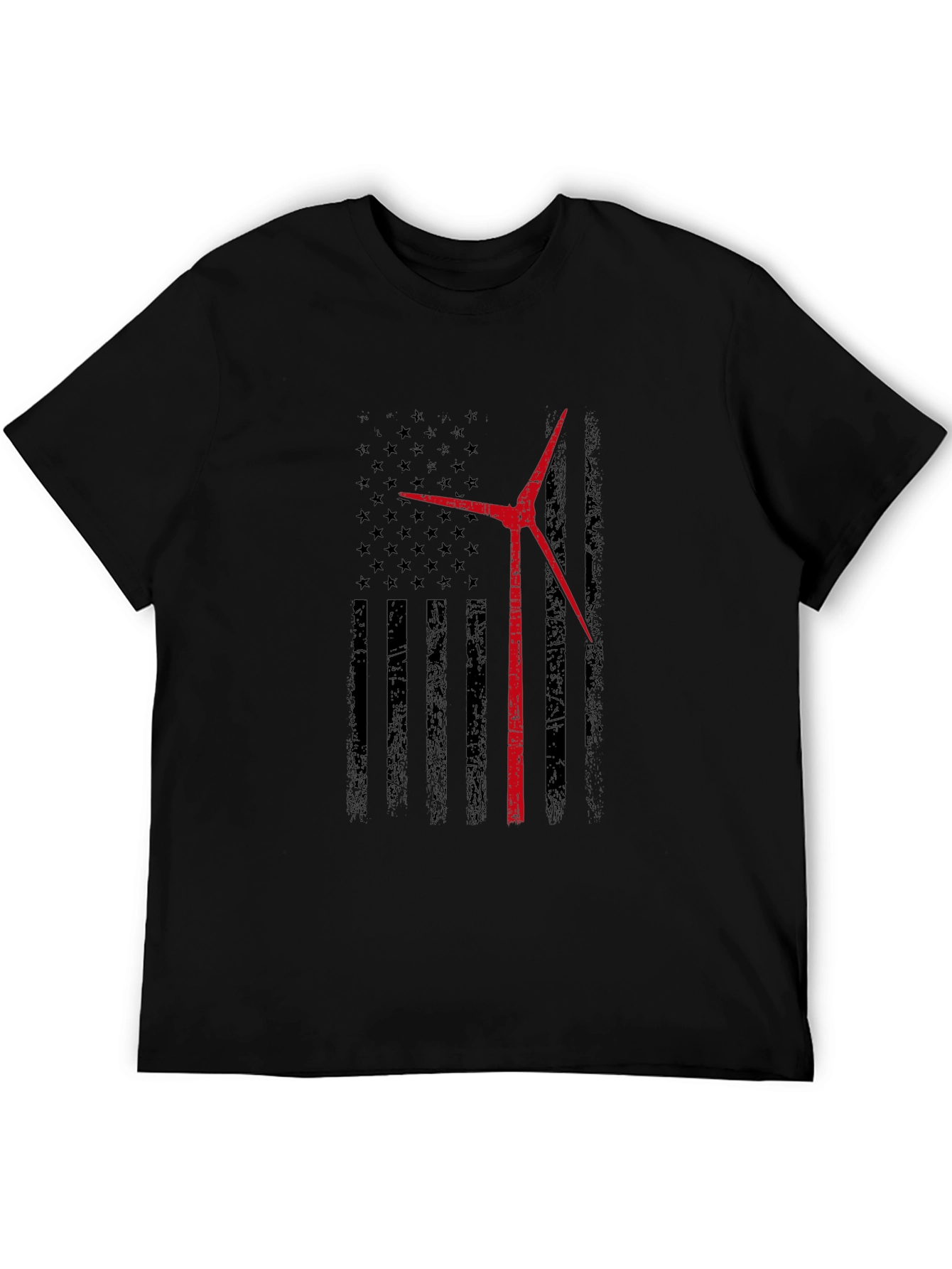 Wind Turbine American Flag T-Shirt