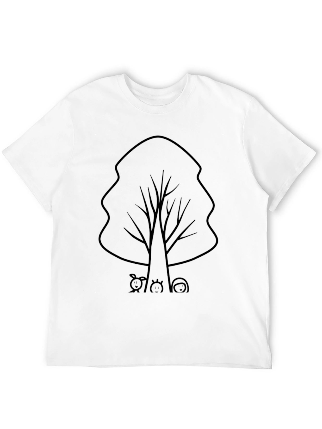 Cute Tree with Animals Graphic Tee - Black