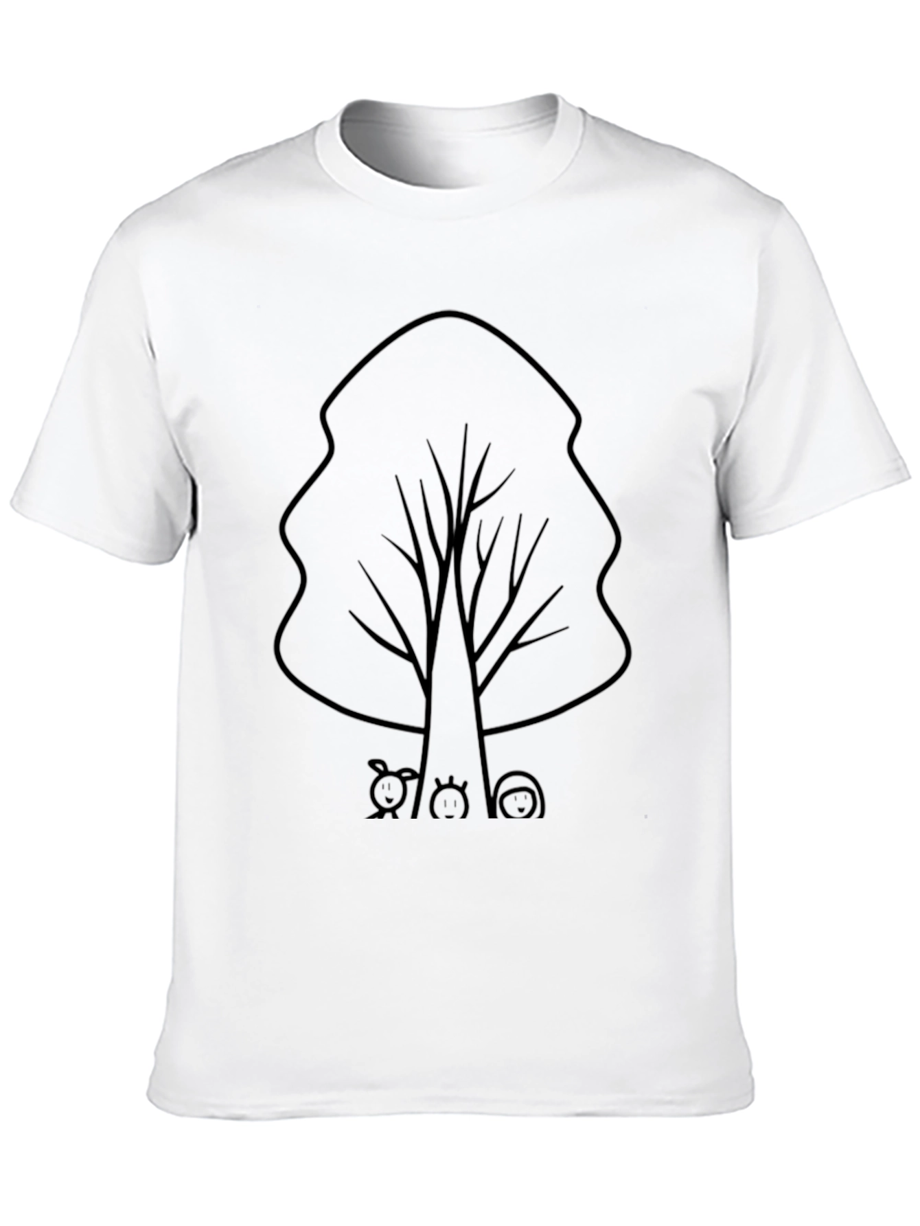 Cute Tree with Animals Graphic Tee - Black
