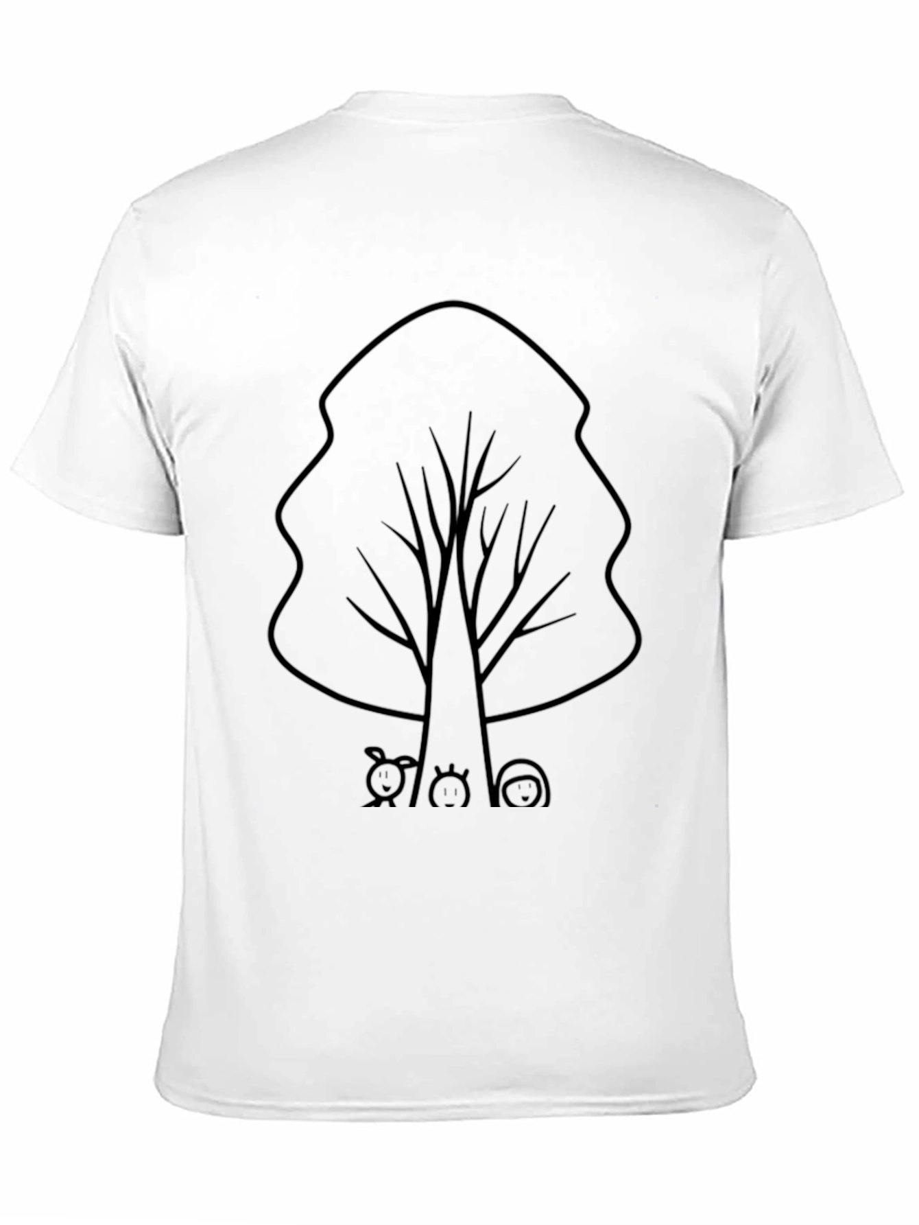 Cute Tree with Animals Graphic Tee - Black