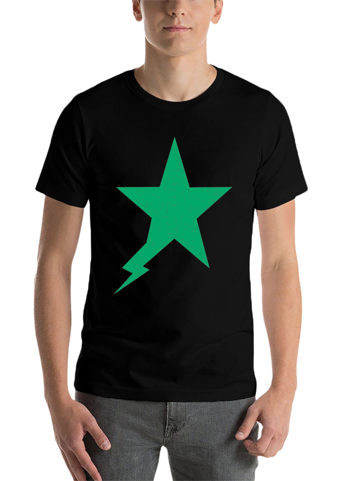 Green Star Lightning Bolt Black Tee