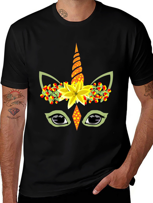 Unicorn Flower Crown Black T-Shirt