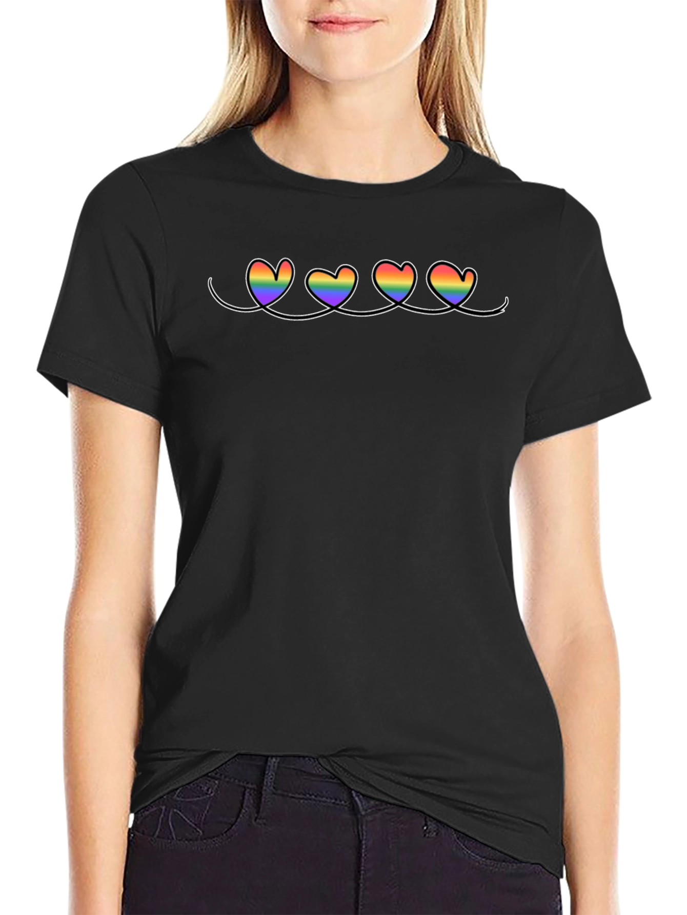 LGBT Pride Hearts Black T-Shirt
