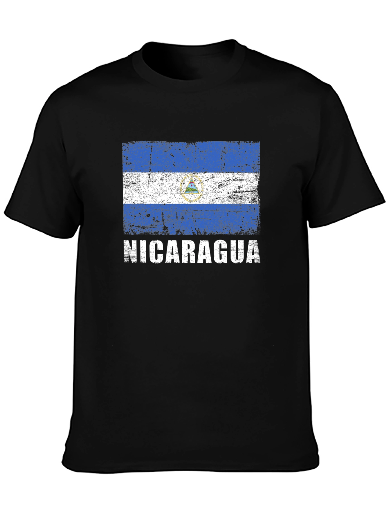 Nicaragua Flag Distressed Graphic T-Shirt