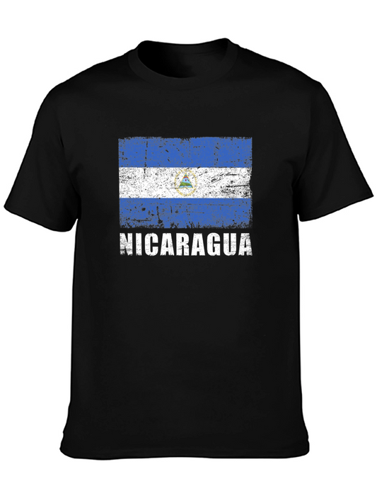 Nicaragua Flag Distressed Graphic T-Shirt