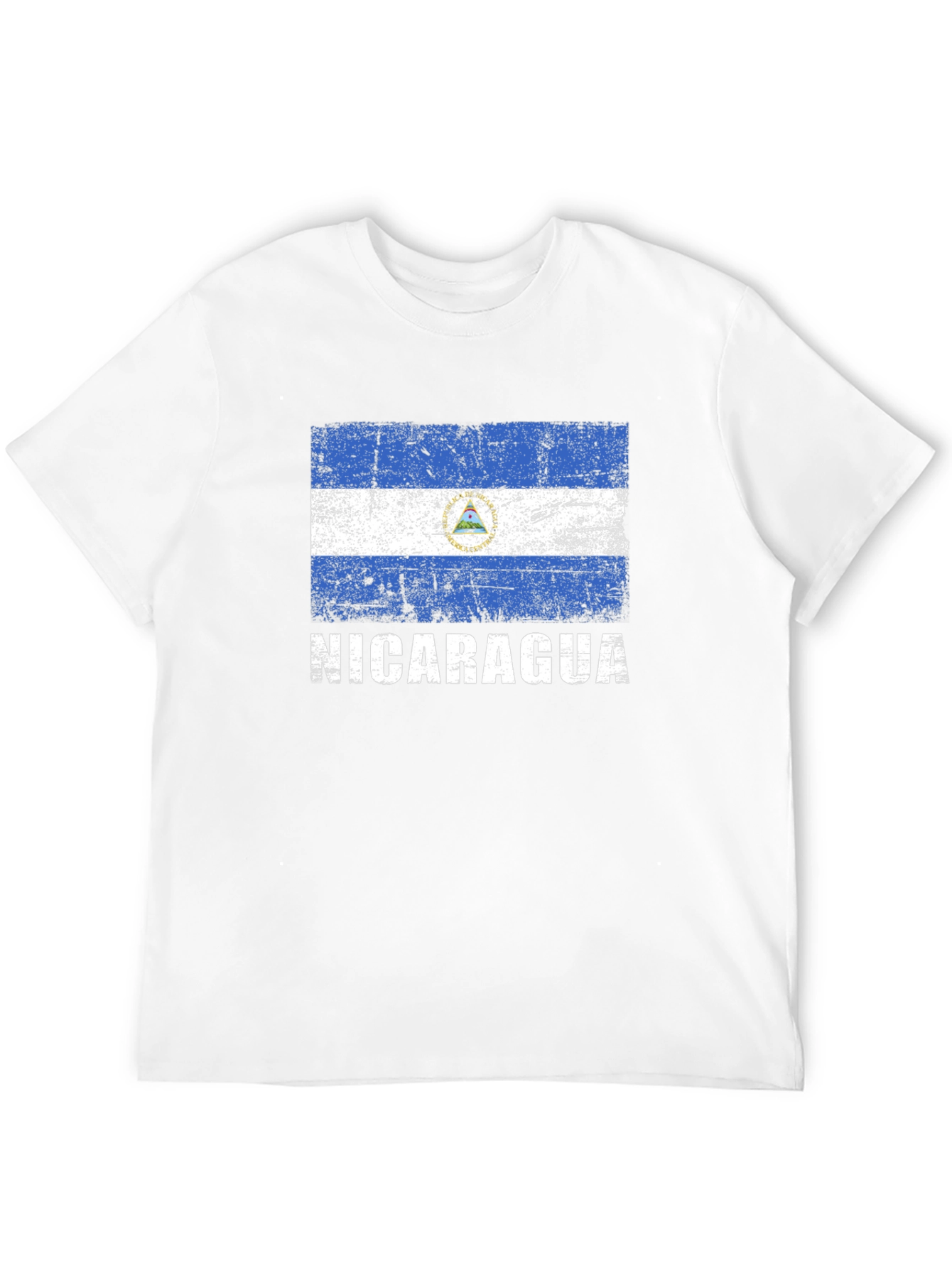 Nicaragua Flag Distressed Graphic T-Shirt