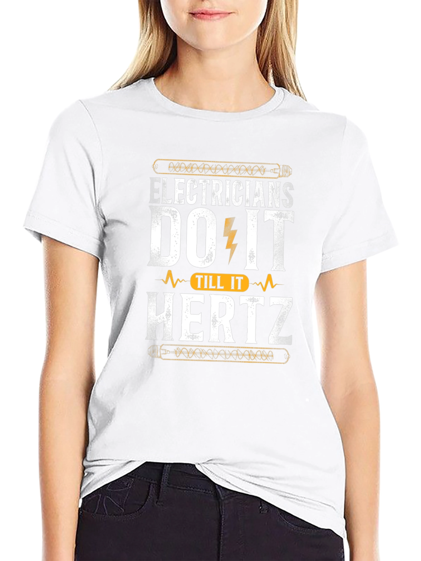 Electricians Do It Till It Hertz Black T-Shirt