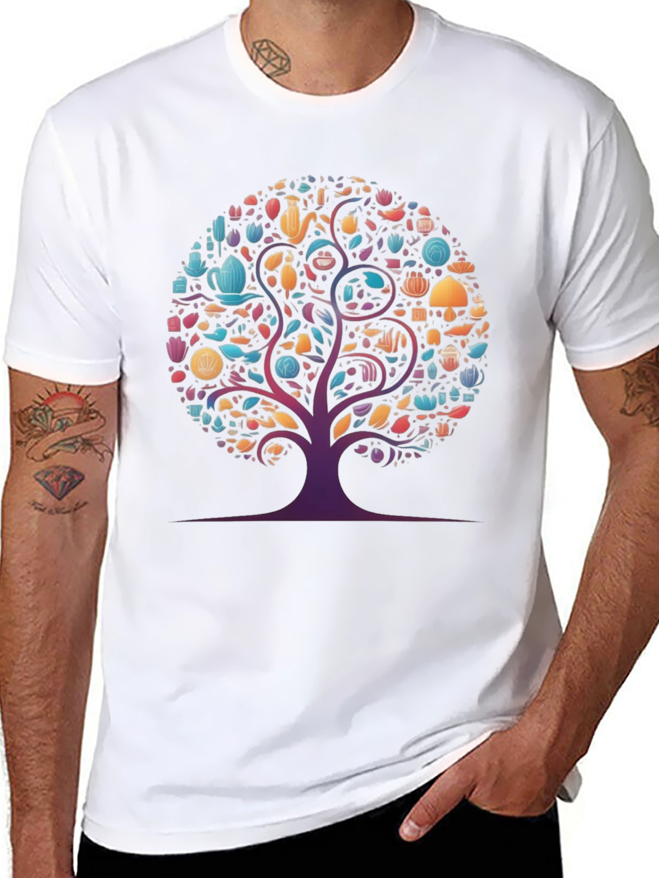 Whimsical Tree Graphic Tee - Black Cotton Comfort