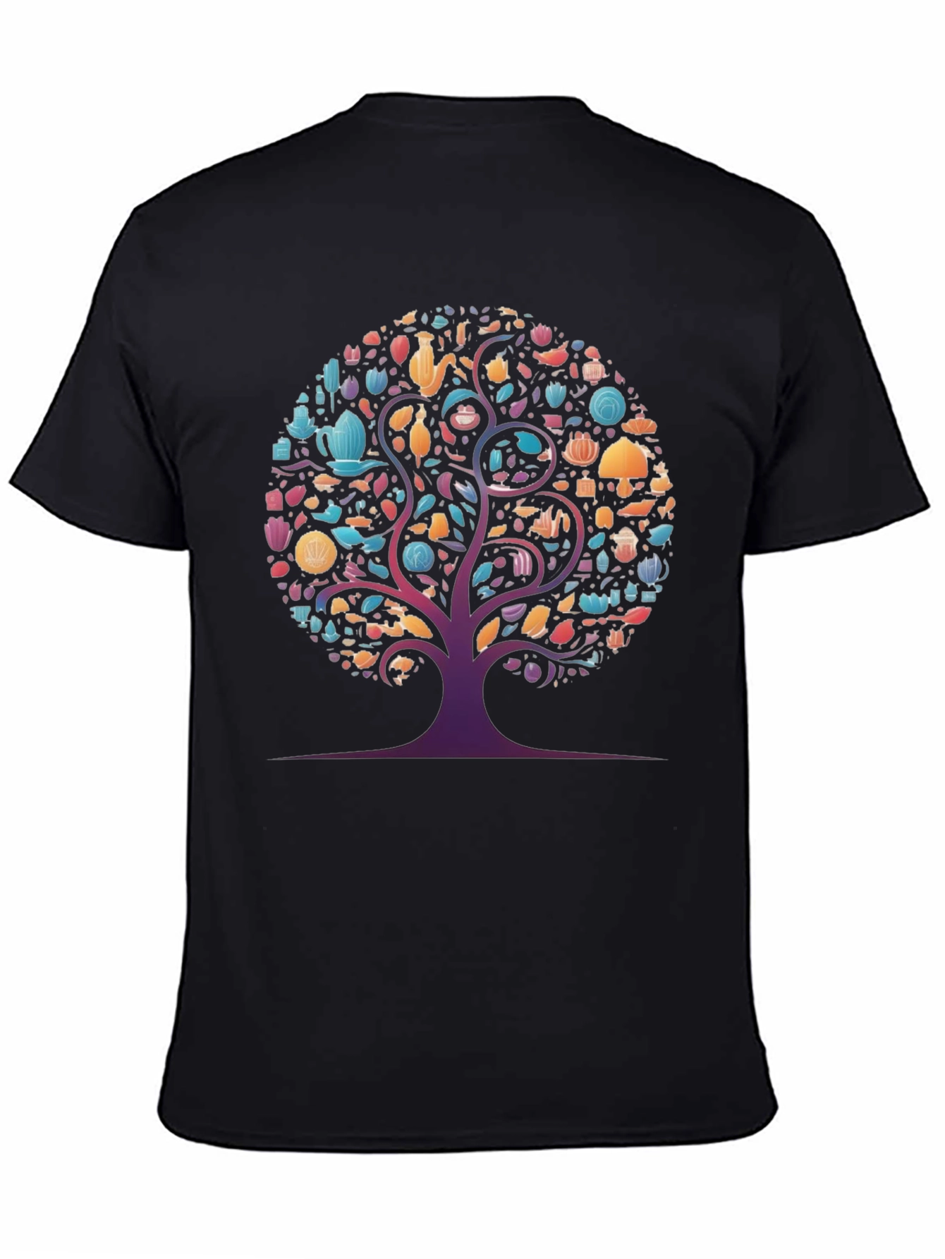 Whimsical Tree Graphic Tee - Black Cotton Comfort