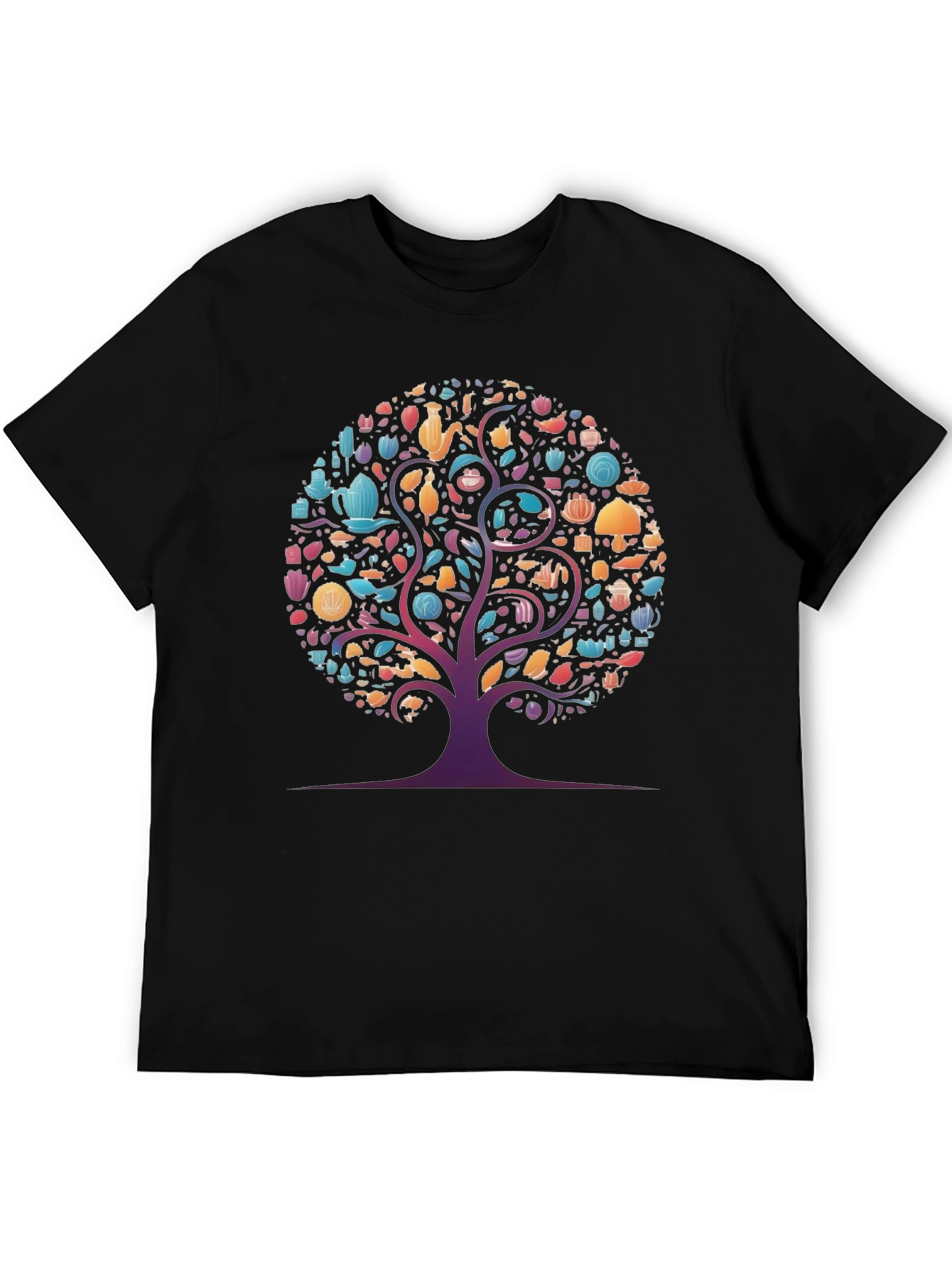 Whimsical Tree Graphic Tee - Black Cotton Comfort