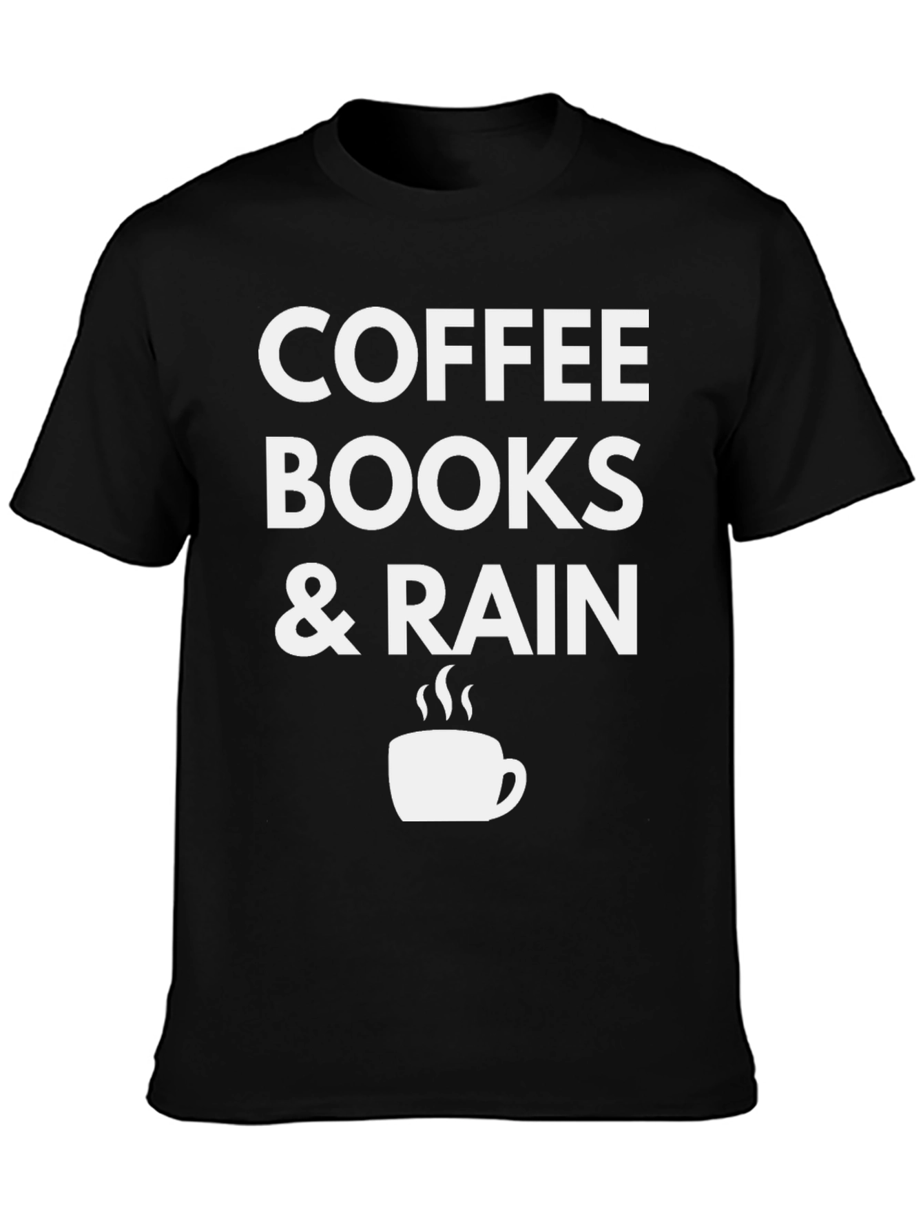 Coffee Books & Rain Black T-Shirt