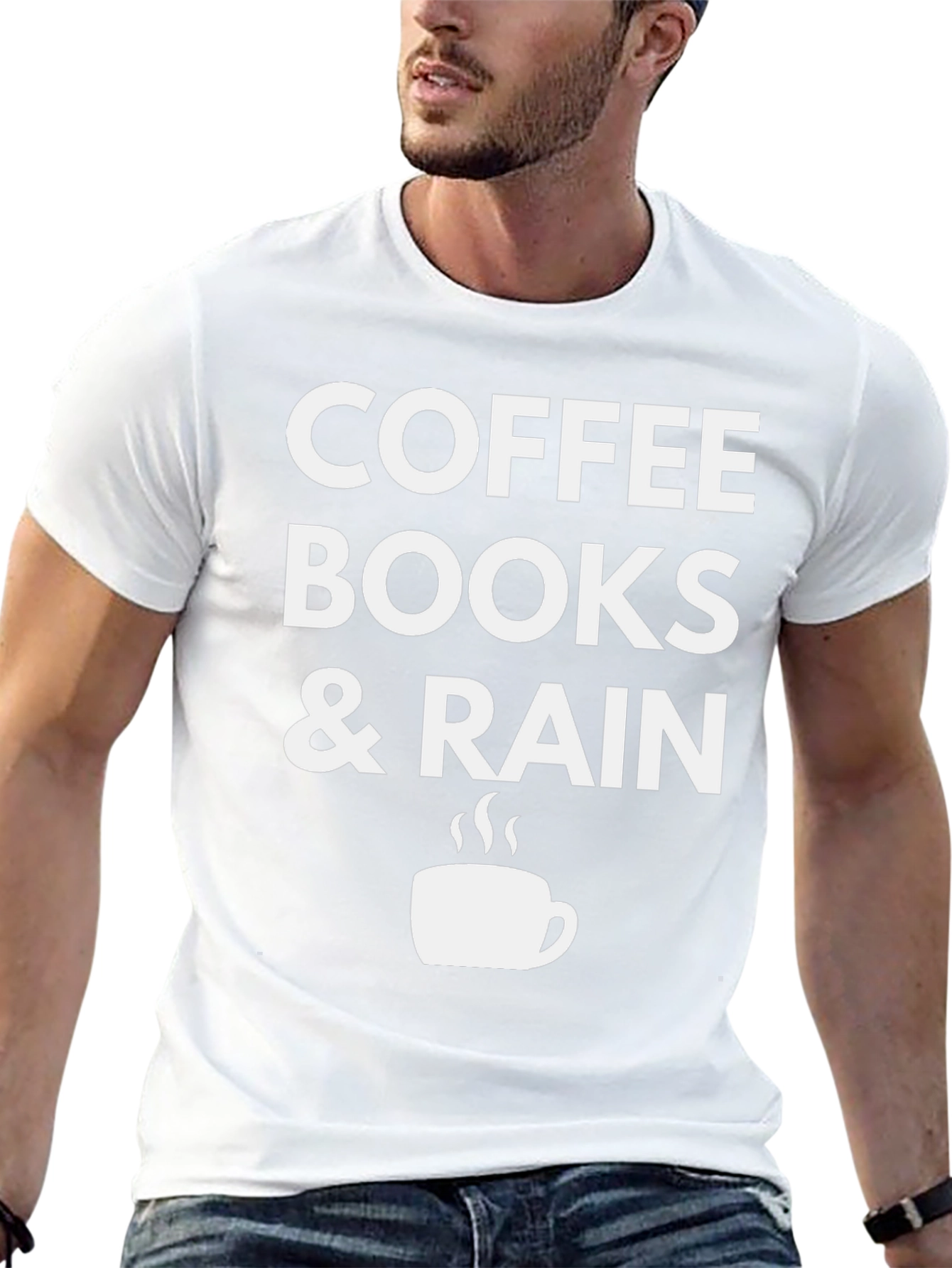 Coffee Books & Rain Black T-Shirt