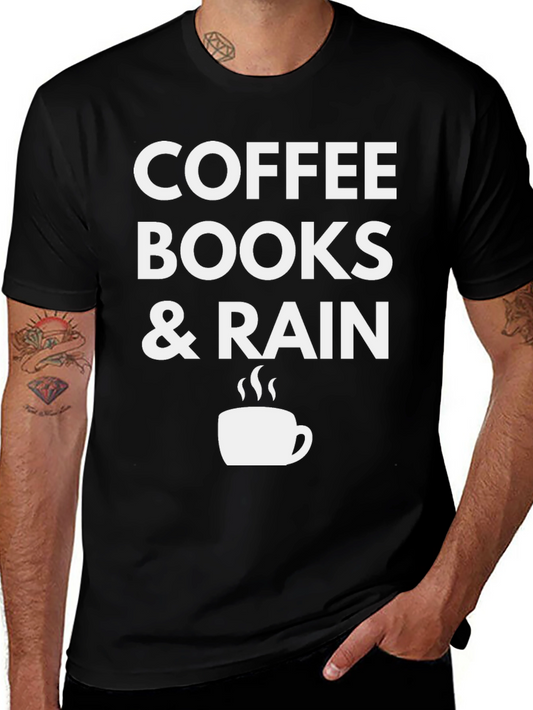 Coffee Books & Rain Black T-Shirt