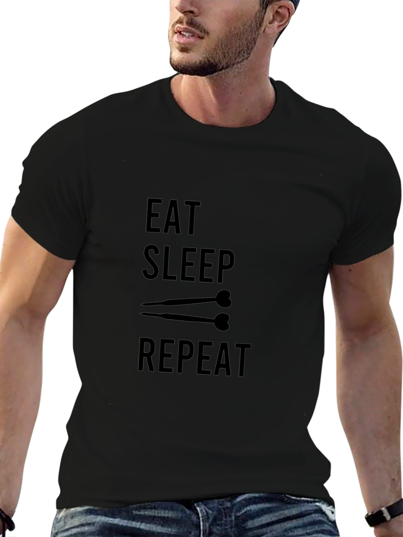 Eat Sleep Darts Repeat Black T-Shirt