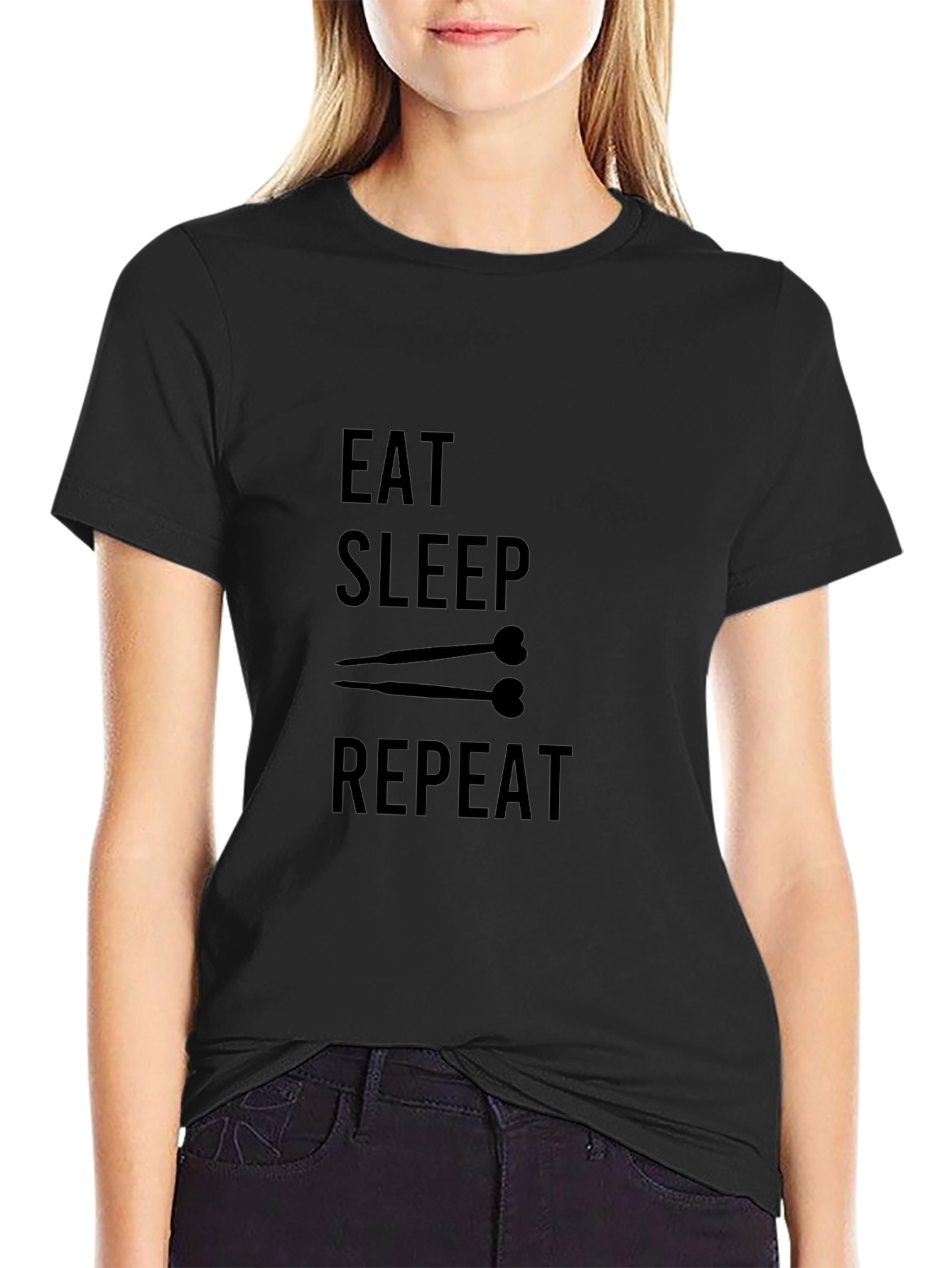 Eat Sleep Darts Repeat Black T-Shirt