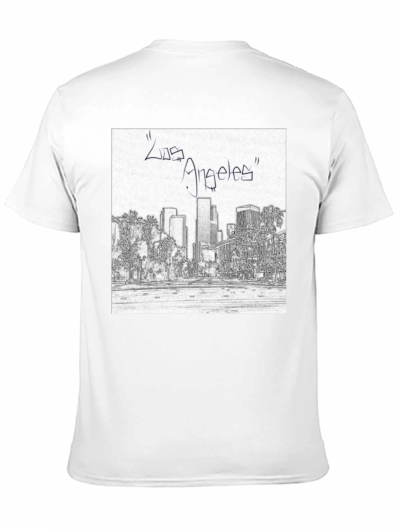Los Angeles Skyline Sketch Black T-Shirt