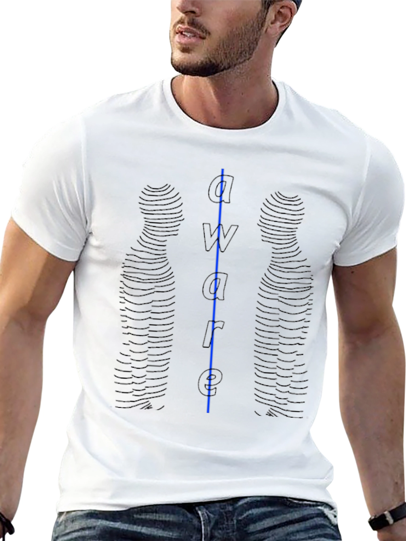 Aware Graphic Tee - Mens Black Cotton T-Shirt