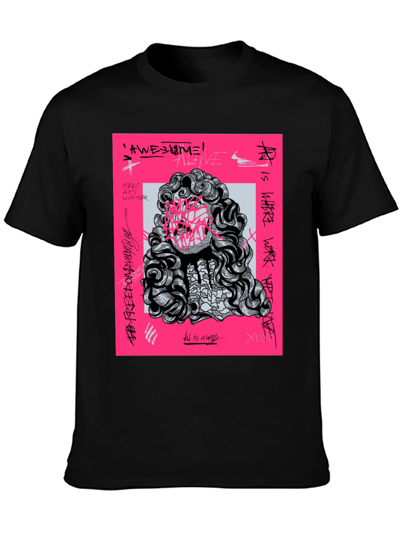 Edgy Graphic Print Tee - Artistic Statement