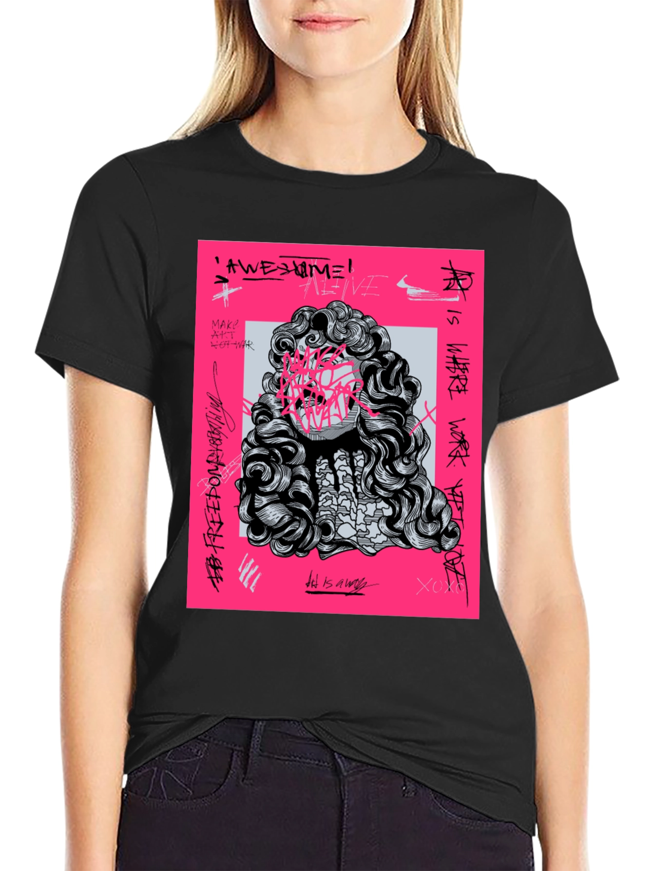Edgy Graphic Print Tee - Artistic Statement
