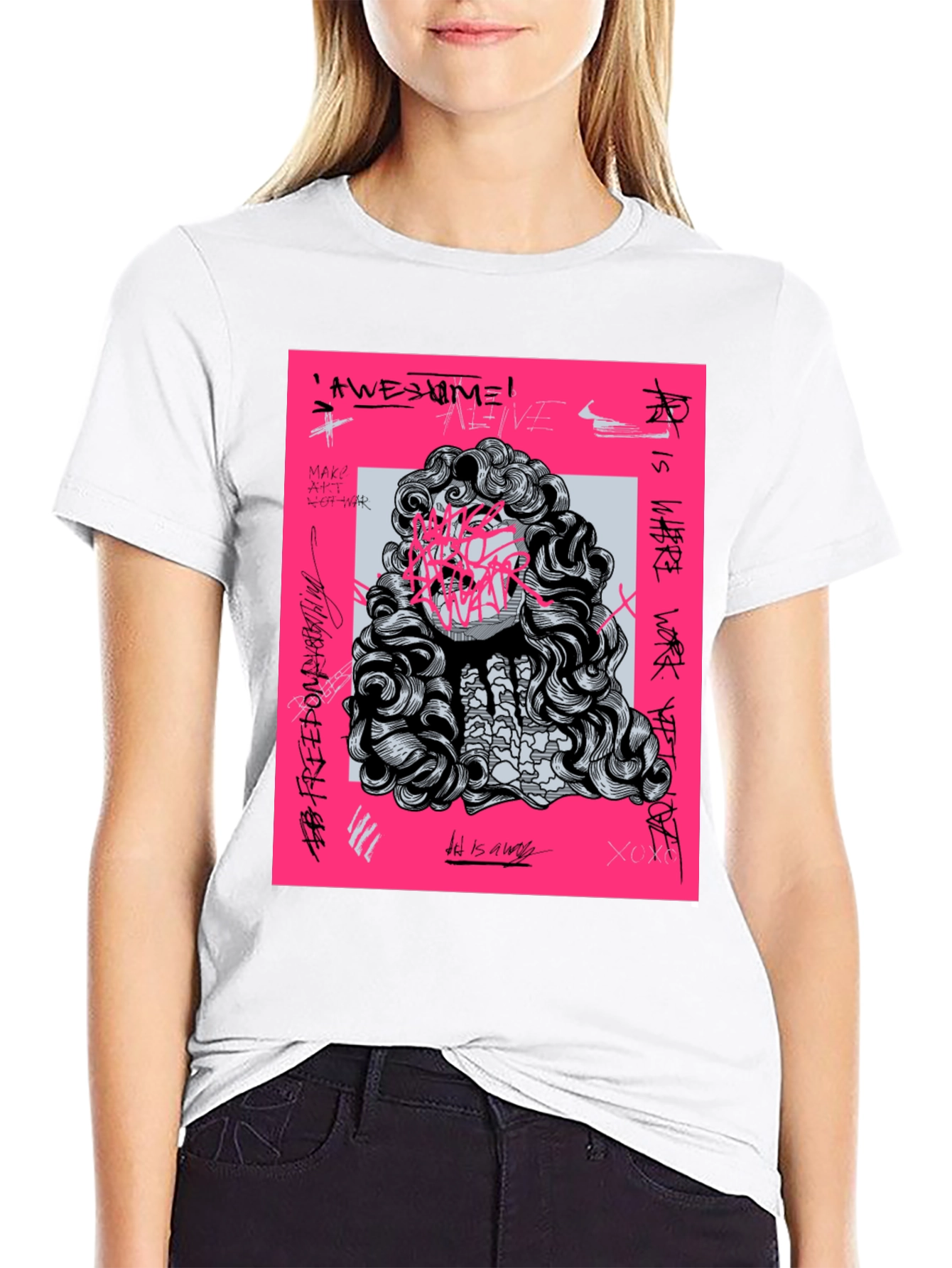Edgy Graphic Print Tee - Artistic Statement