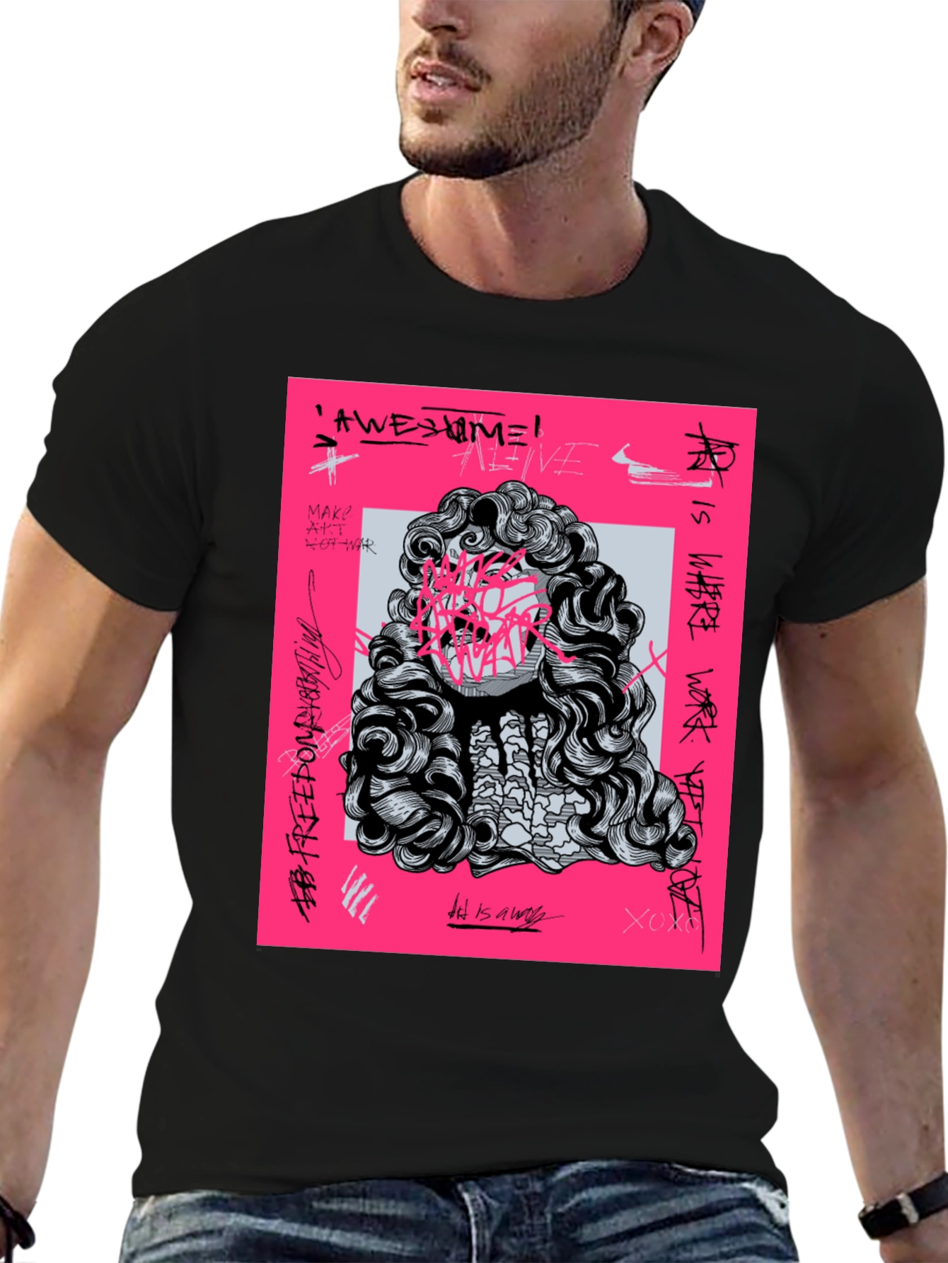 Edgy Graphic Print Tee - Artistic Statement
