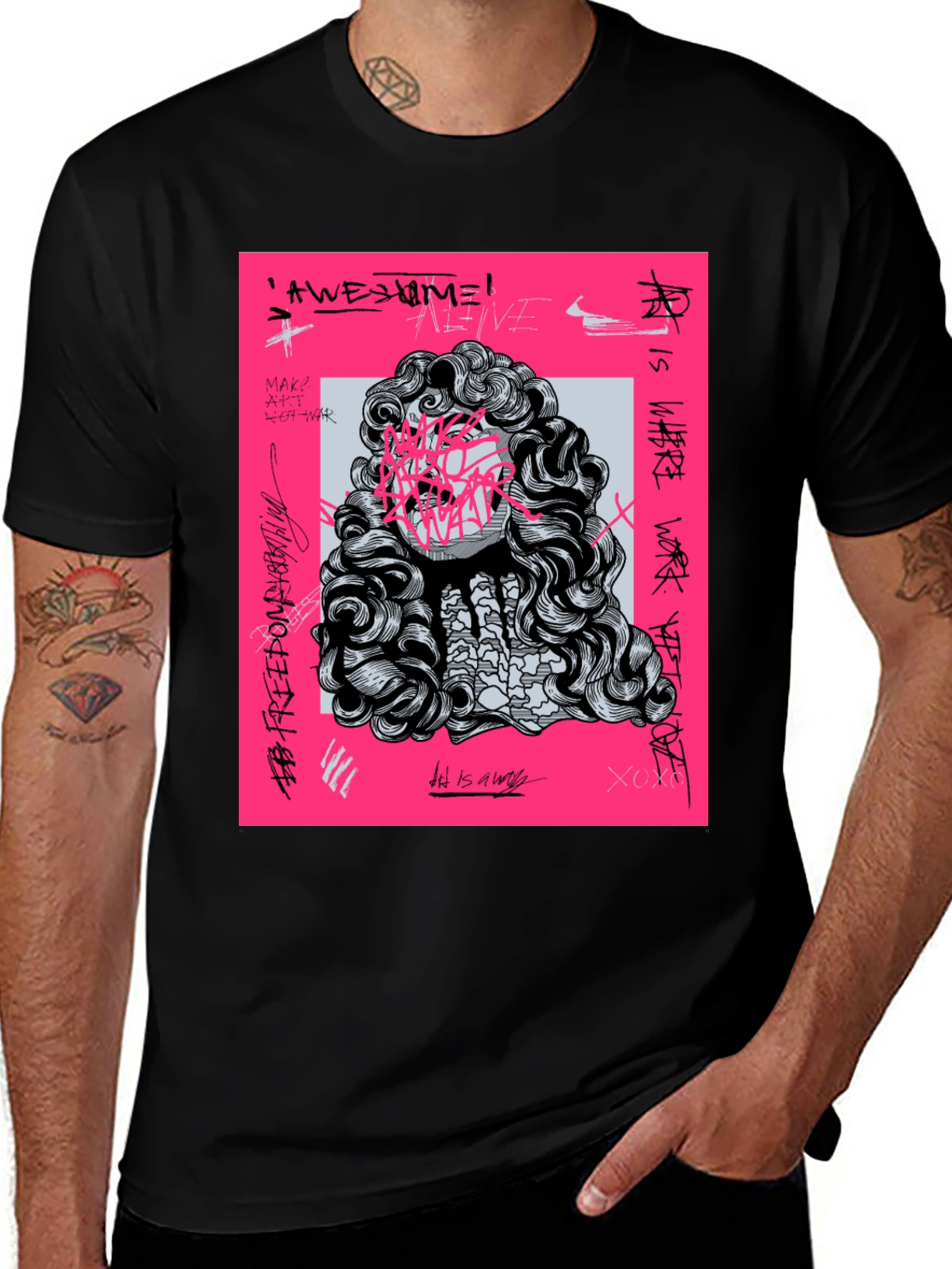 Edgy Graphic Print Tee - Artistic Statement