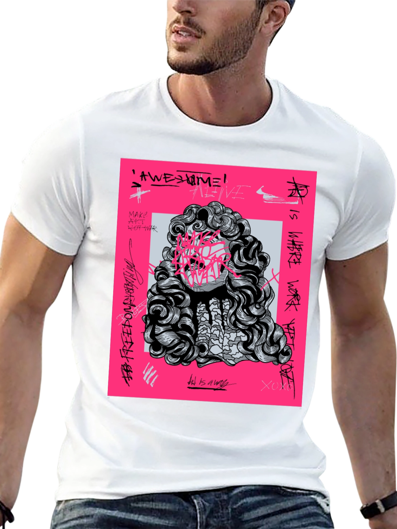 Edgy Graphic Print Tee - Artistic Statement