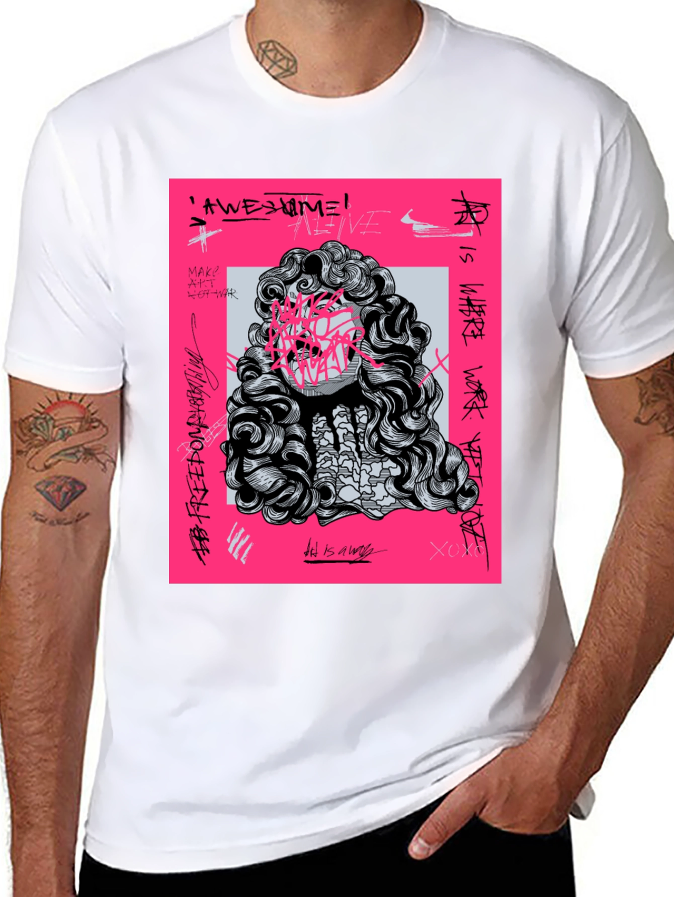 Edgy Graphic Print Tee - Artistic Statement