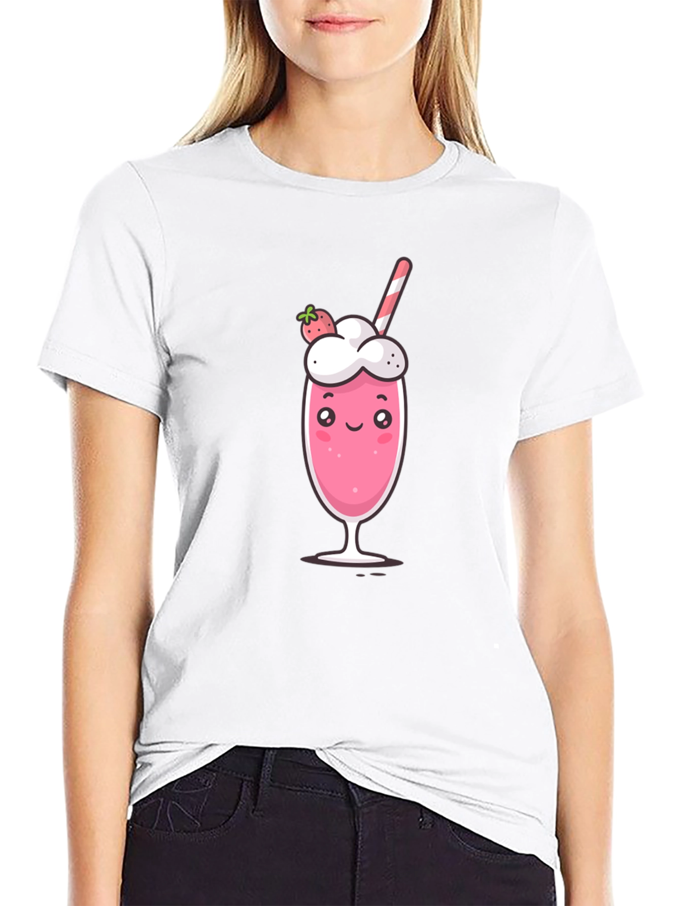 Cute Strawberry Milkshake Graphic Tee