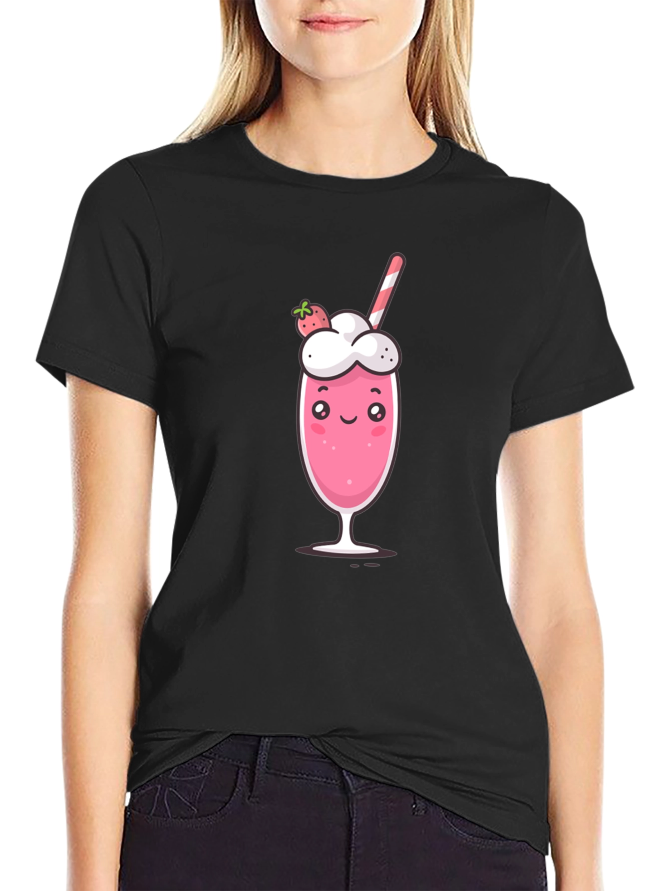 Cute Strawberry Milkshake Graphic Tee