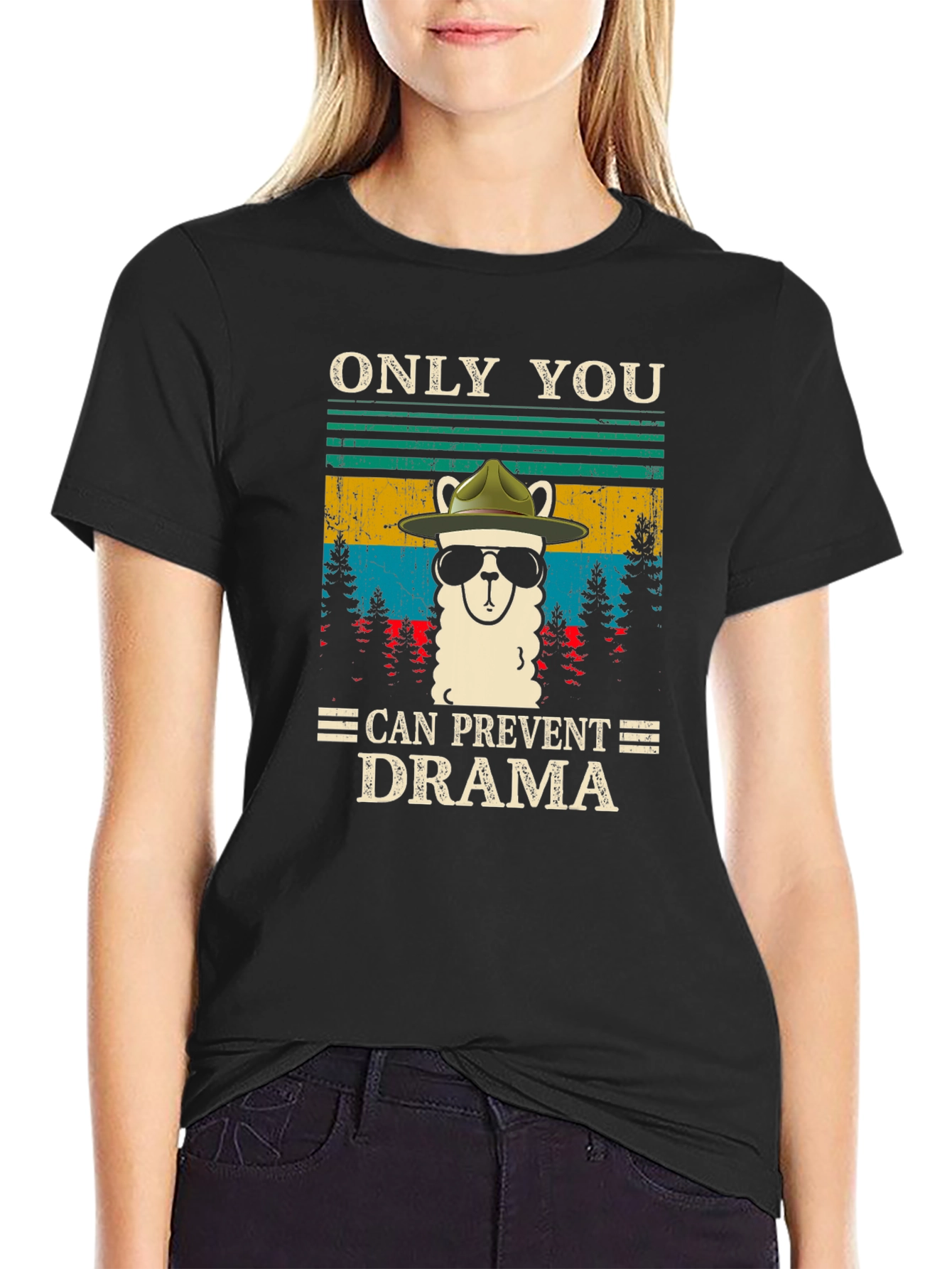 Funny Llama Forest Ranger T-Shirt