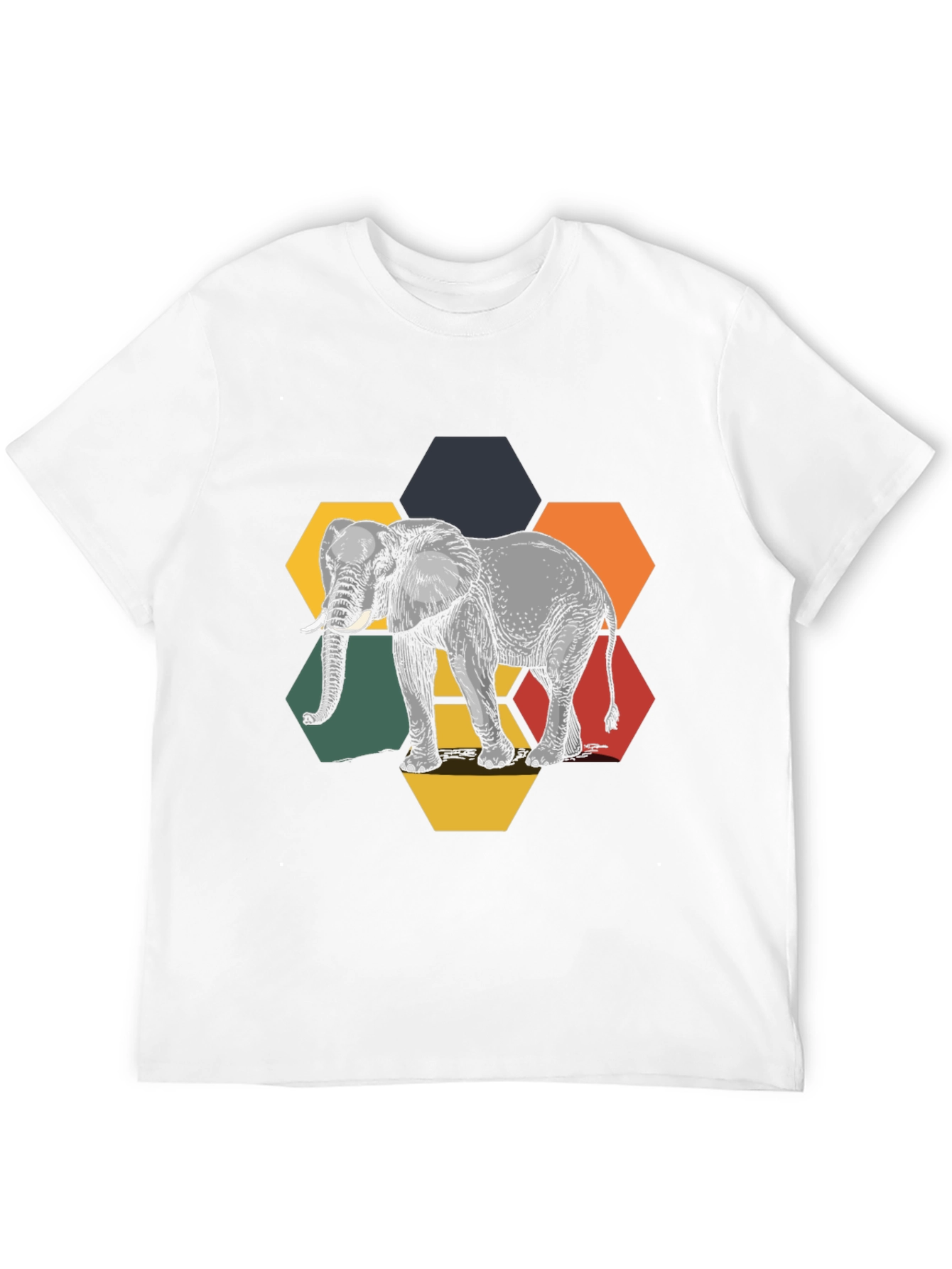 Elephant Hexagon Graphic Tee - Black