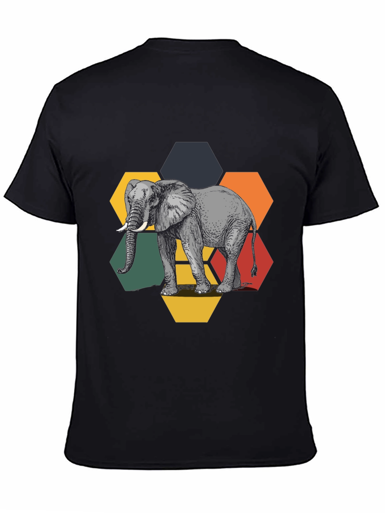 Elephant Hexagon Graphic Tee - Black