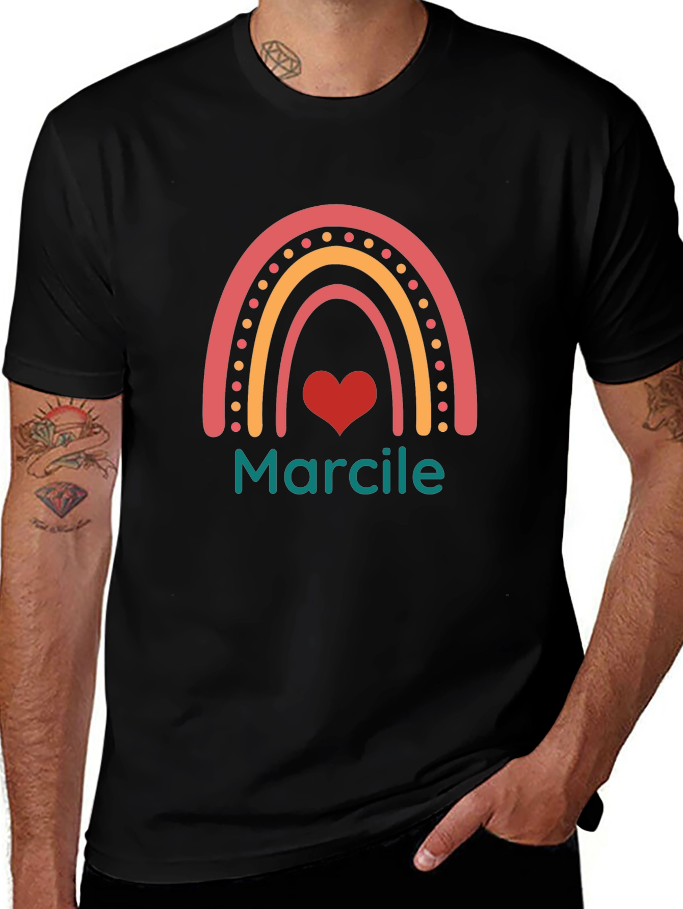 Rainbow Marcile Personalized Black T-Shirt