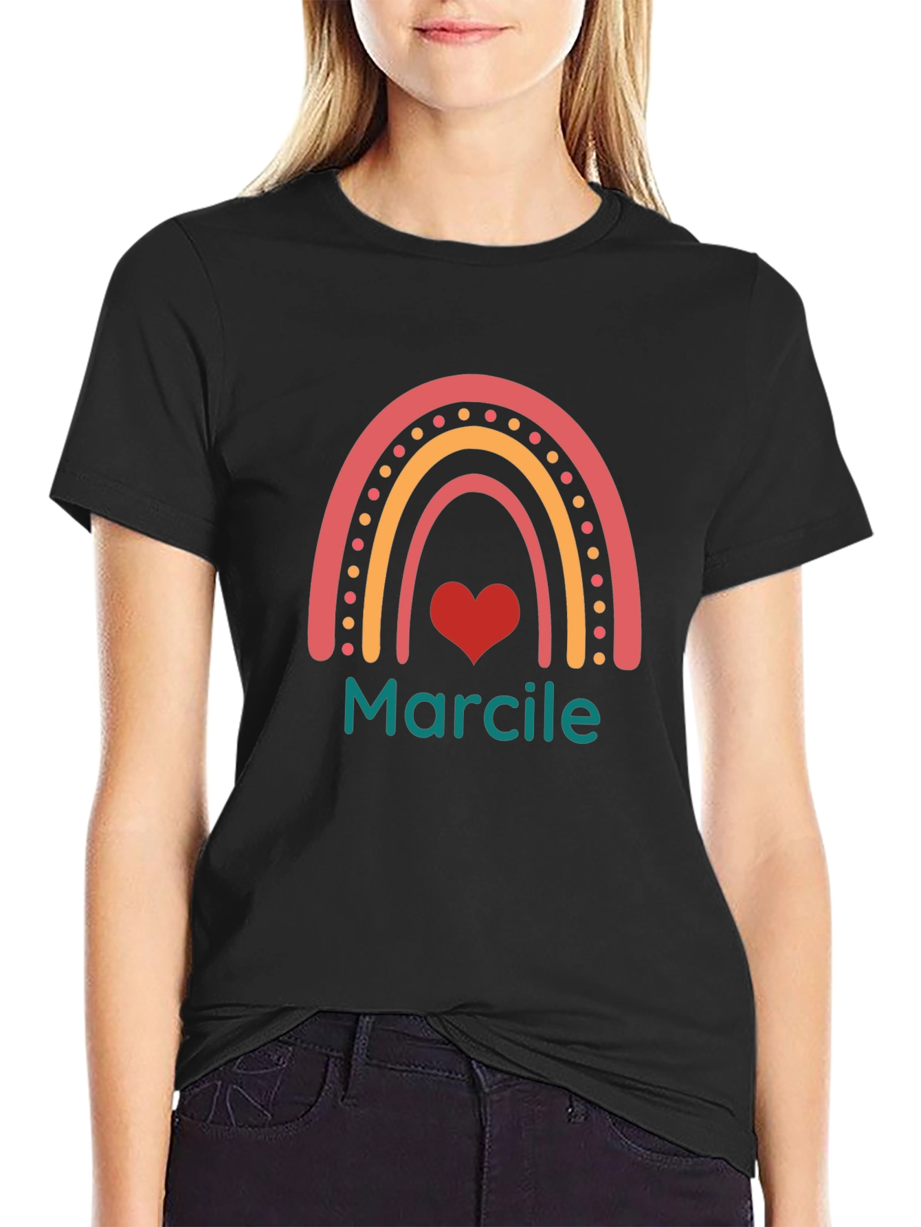Rainbow Marcile Personalized Black T-Shirt