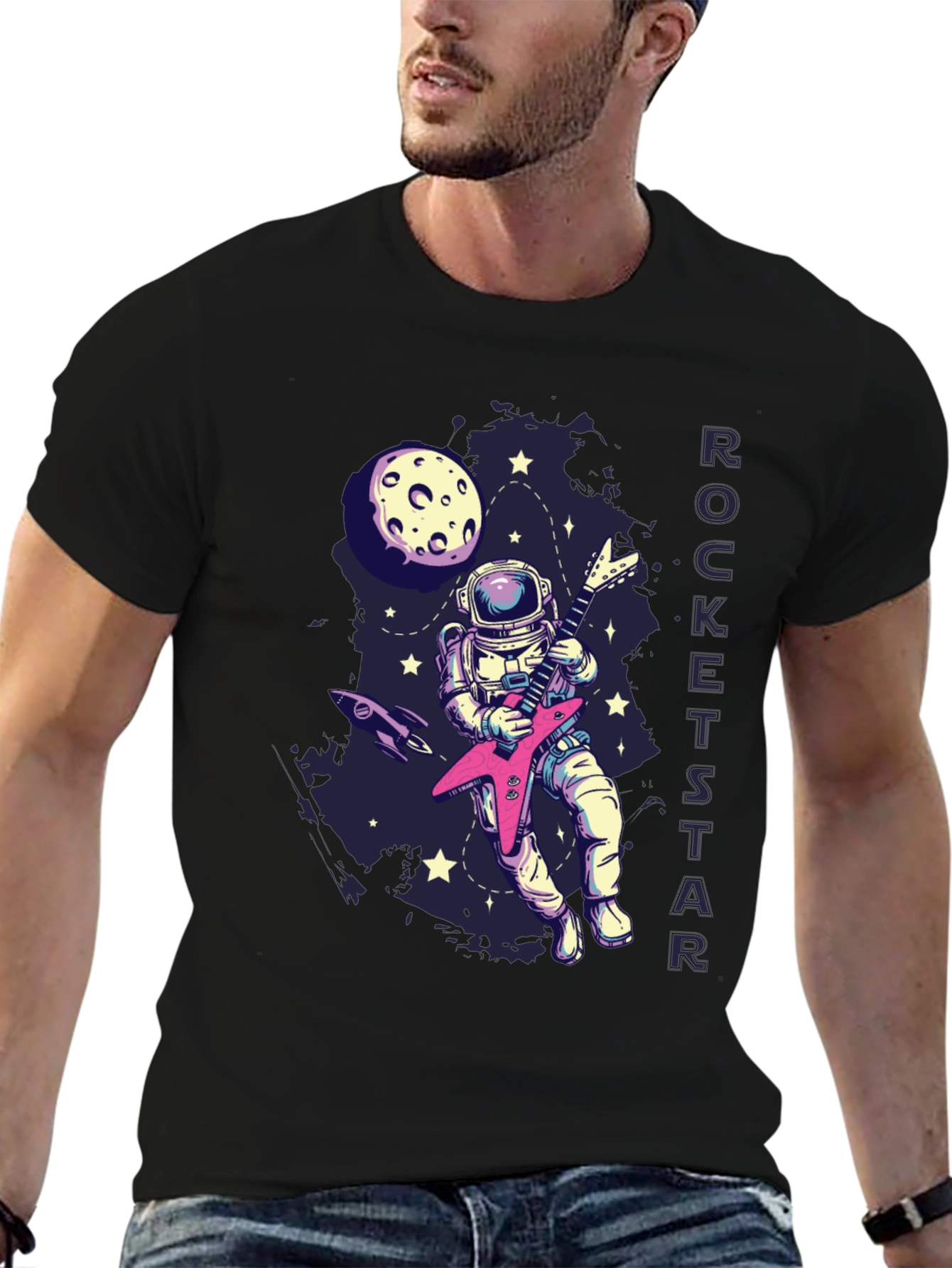Astronaut Guitarist Graphic T-Shirt - Rock Out in Space!