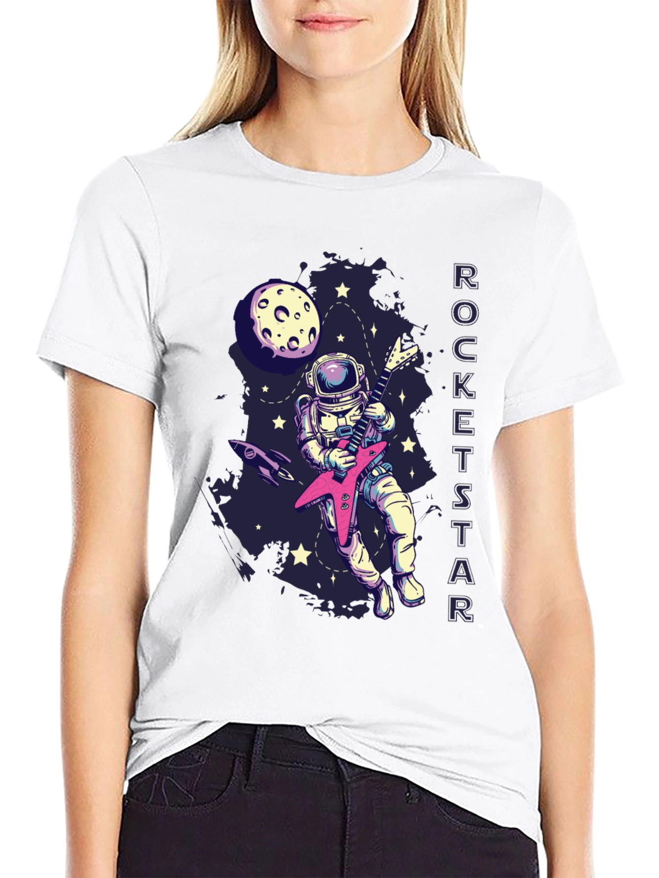 Astronaut Guitarist Graphic T-Shirt - Rock Out in Space!
