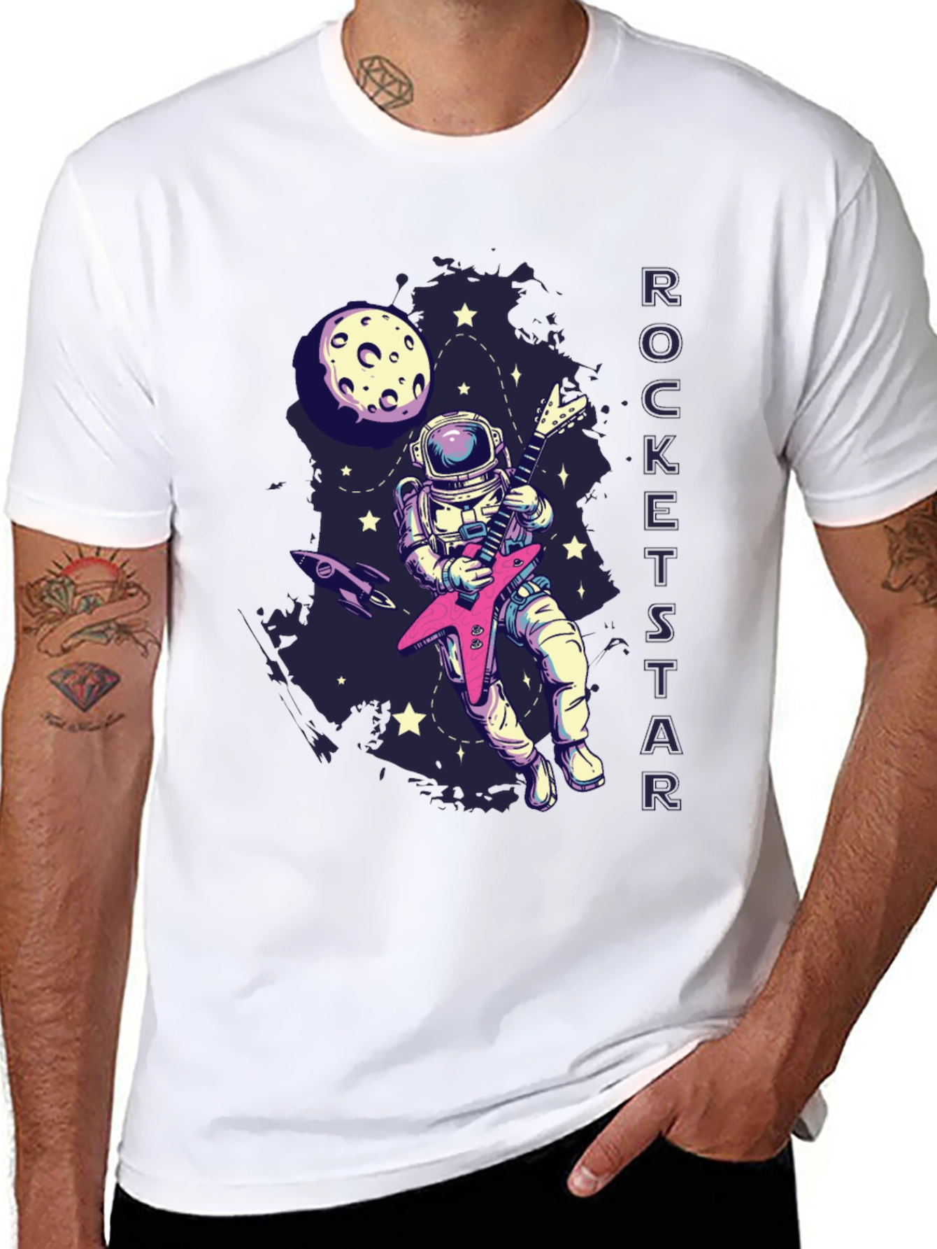 Astronaut Guitarist Graphic T-Shirt - Rock Out in Space!
