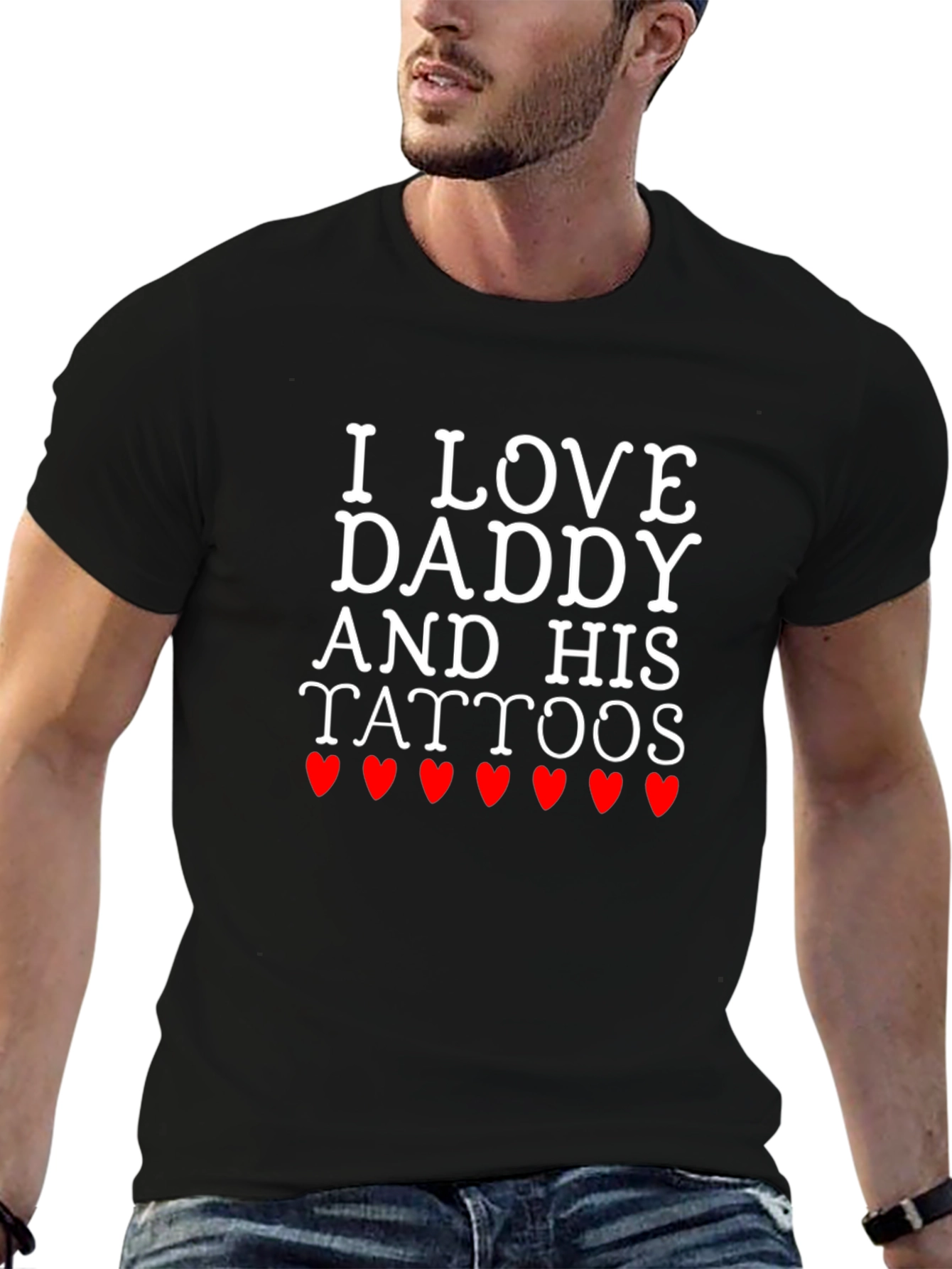 I Love Daddy and His Tattoos Black T-Shirt