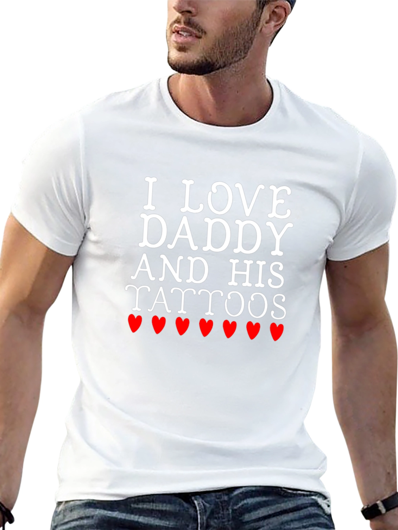 I Love Daddy and His Tattoos Black T-Shirt