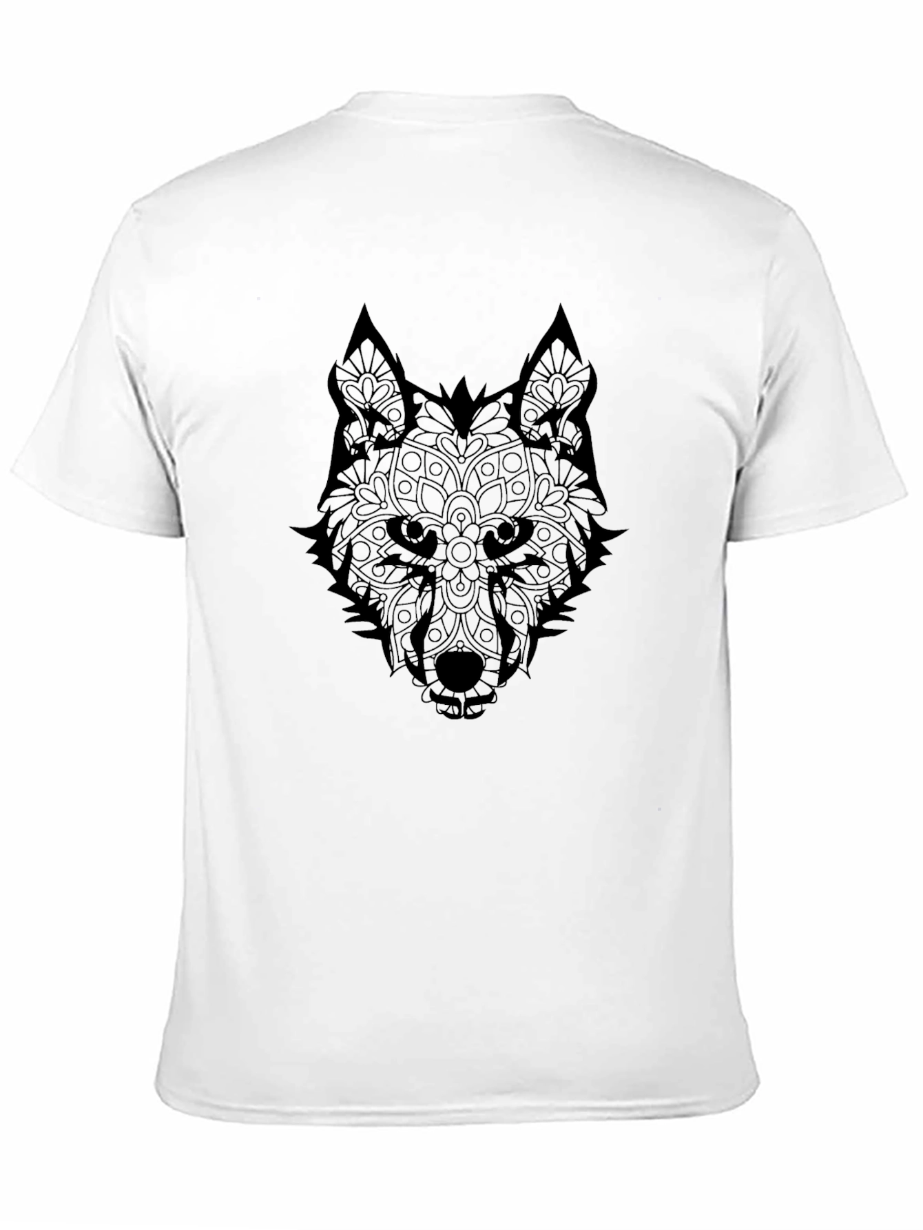 Wolf Mandala Graphic T-Shirt - Stylish Black Tee