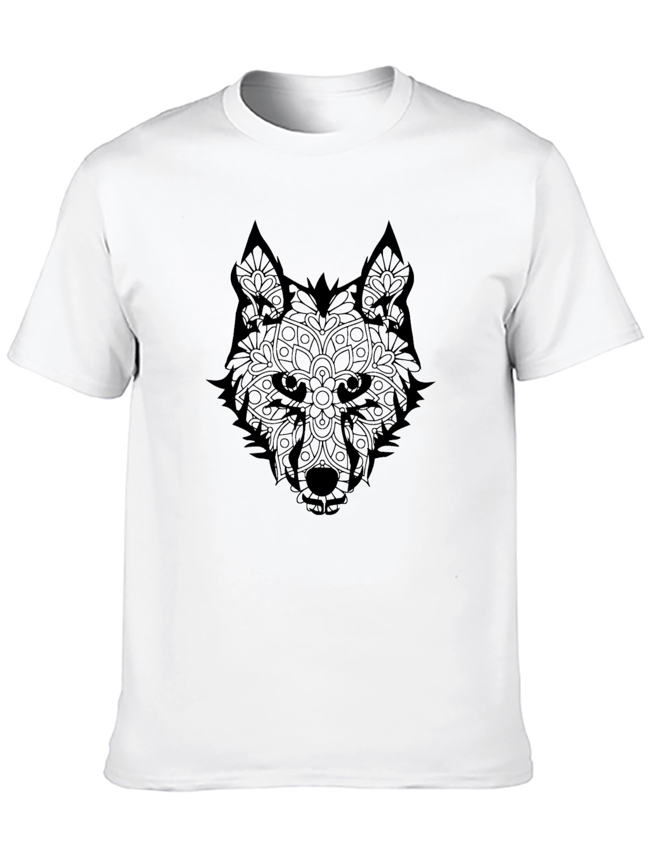 Wolf Mandala Graphic T-Shirt - Stylish Black Tee